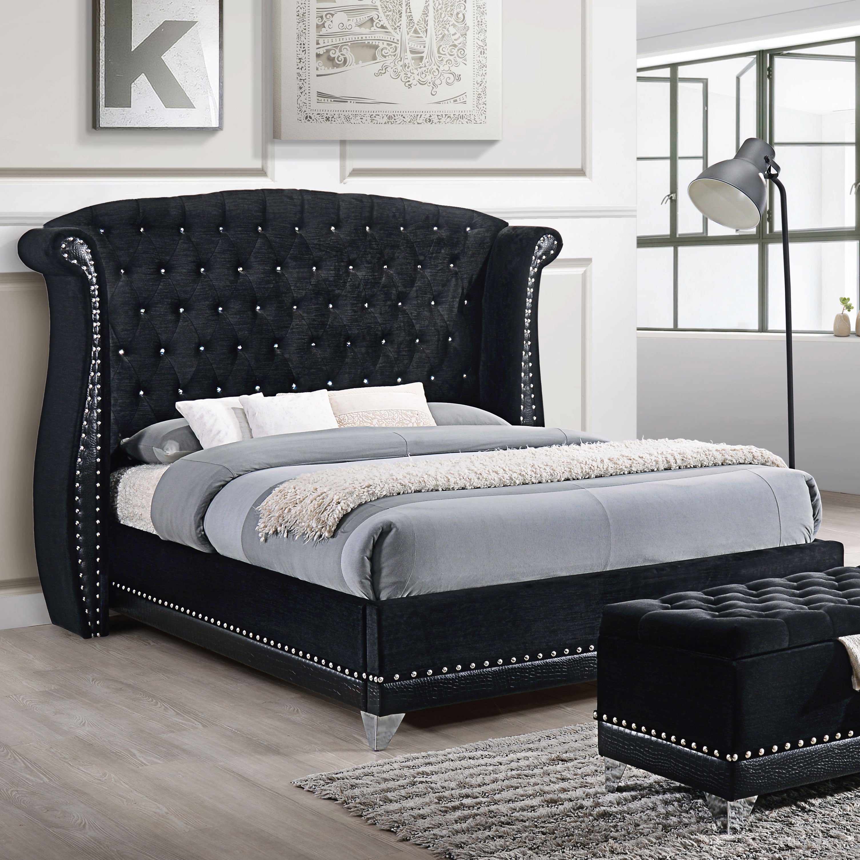 Barzini Upholstered Wingback Bed