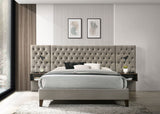 Marley Upholstered Wall Panel Bed Light Brown
