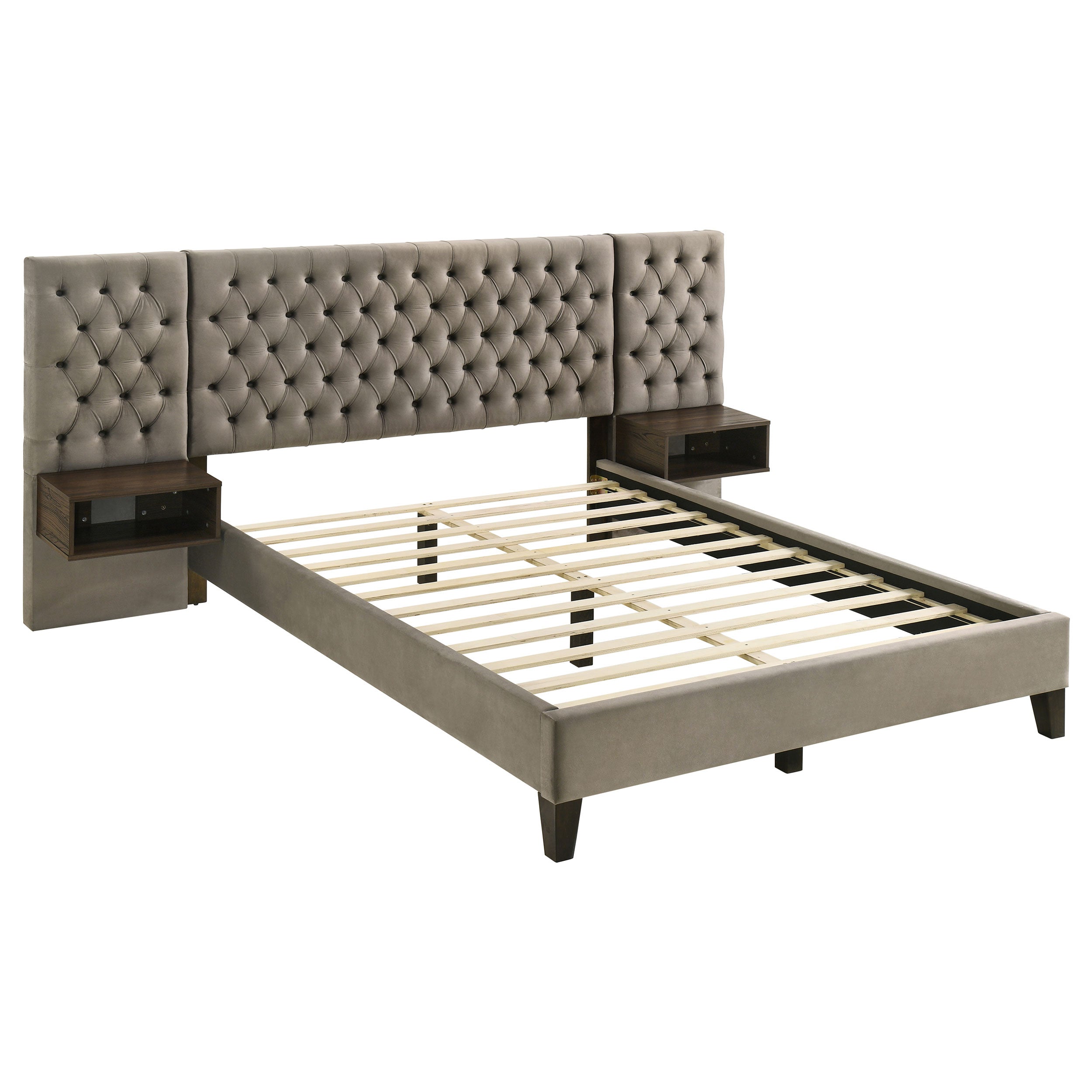 Marley Upholstered Wall Panel Bed Light Brown