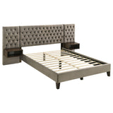 Marley Upholstered Wall Panel Bed Light Brown