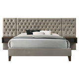 Marley Upholstered Wall Panel Bed Light Brown