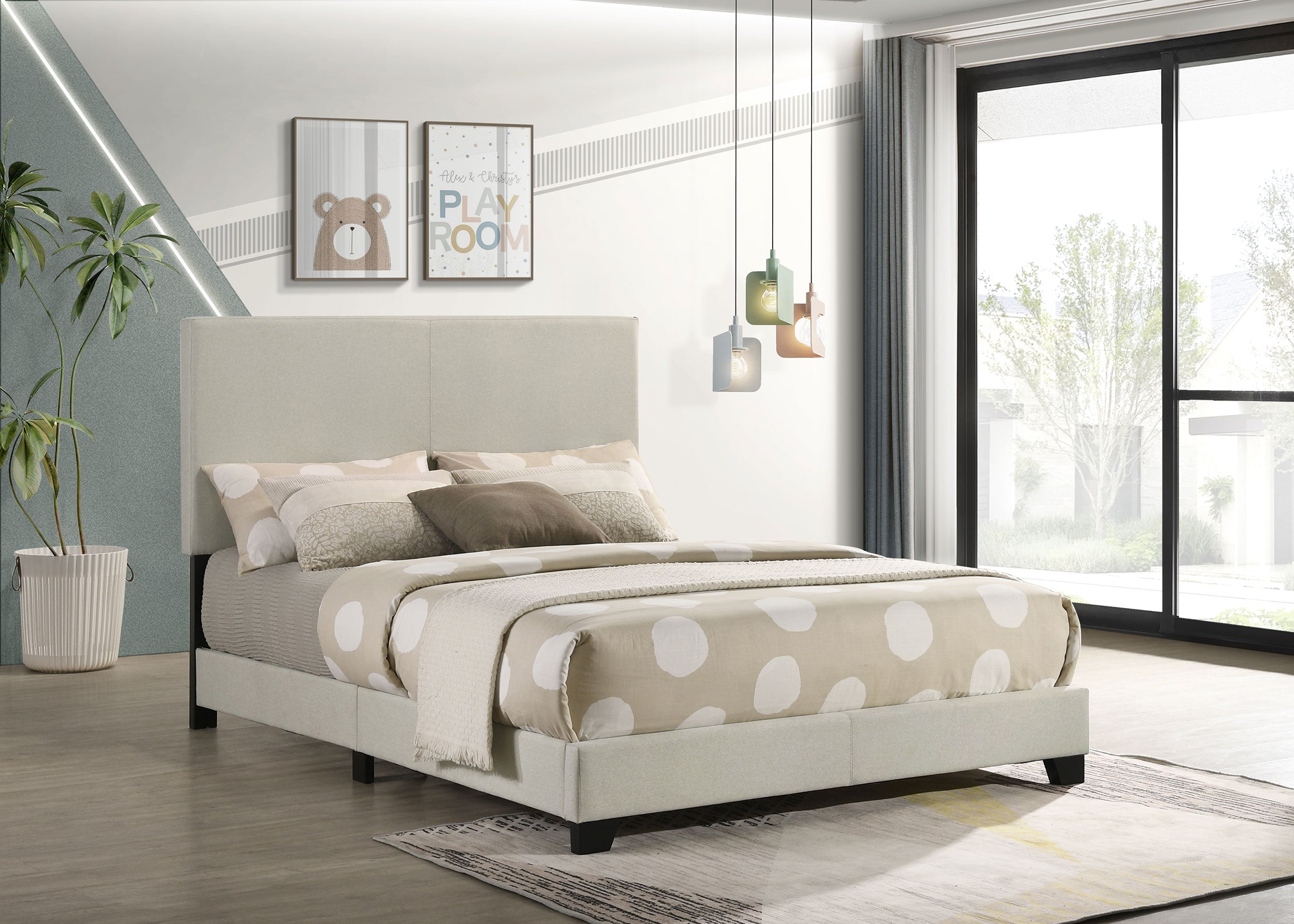 Dorian Fabric Upholstered Panel Bed