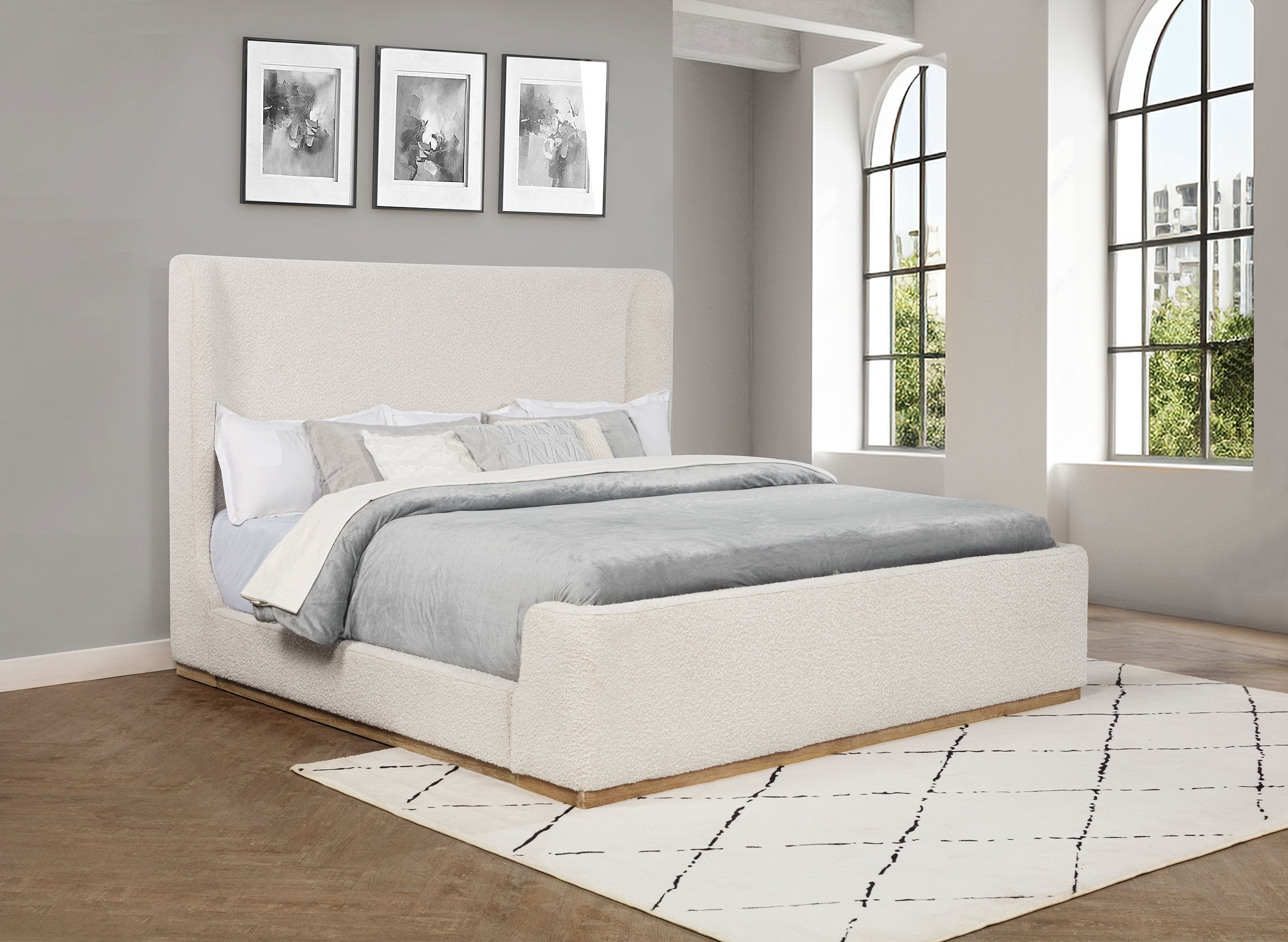 Nala Upholstered Sleigh Bed Cream