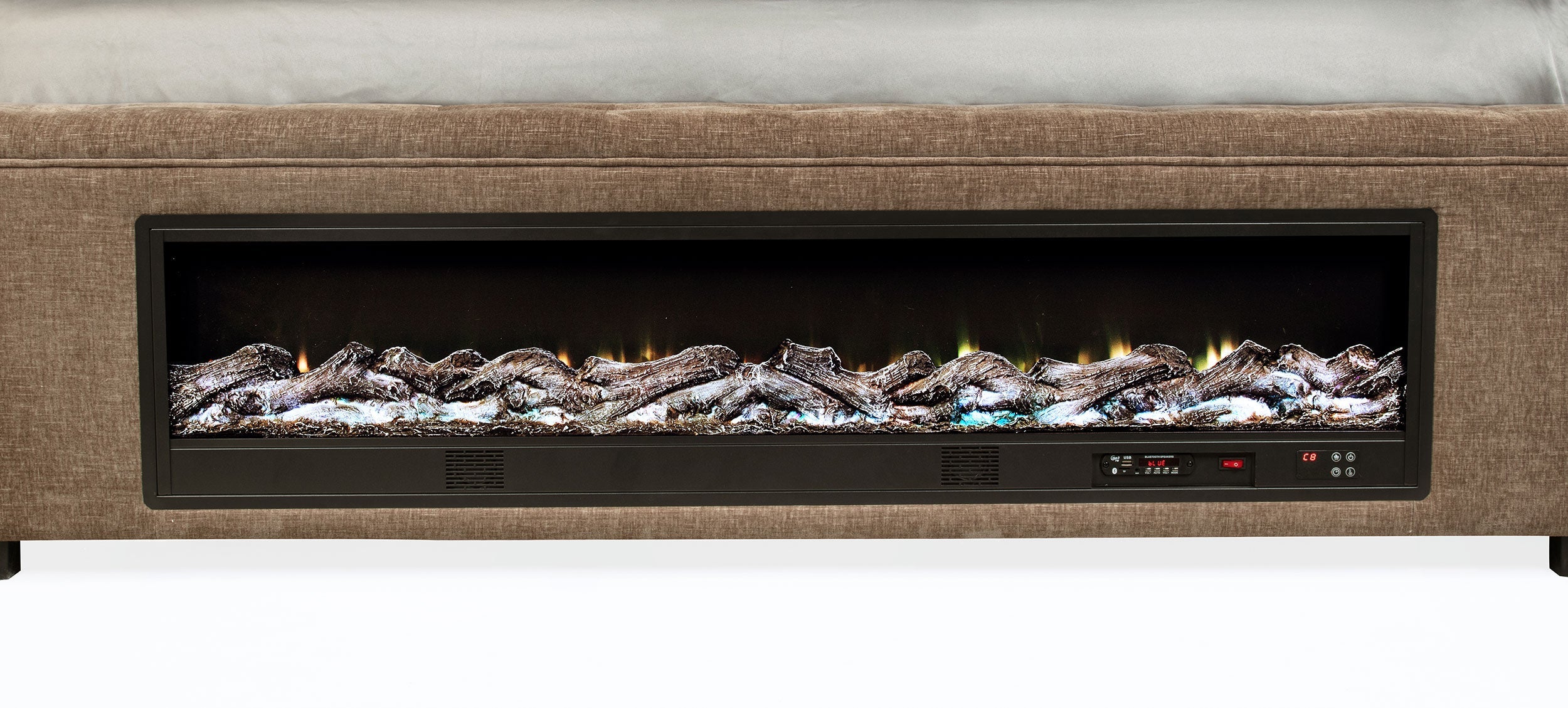 Senna Upholstered Audio Flame Visualizer Bed Brown