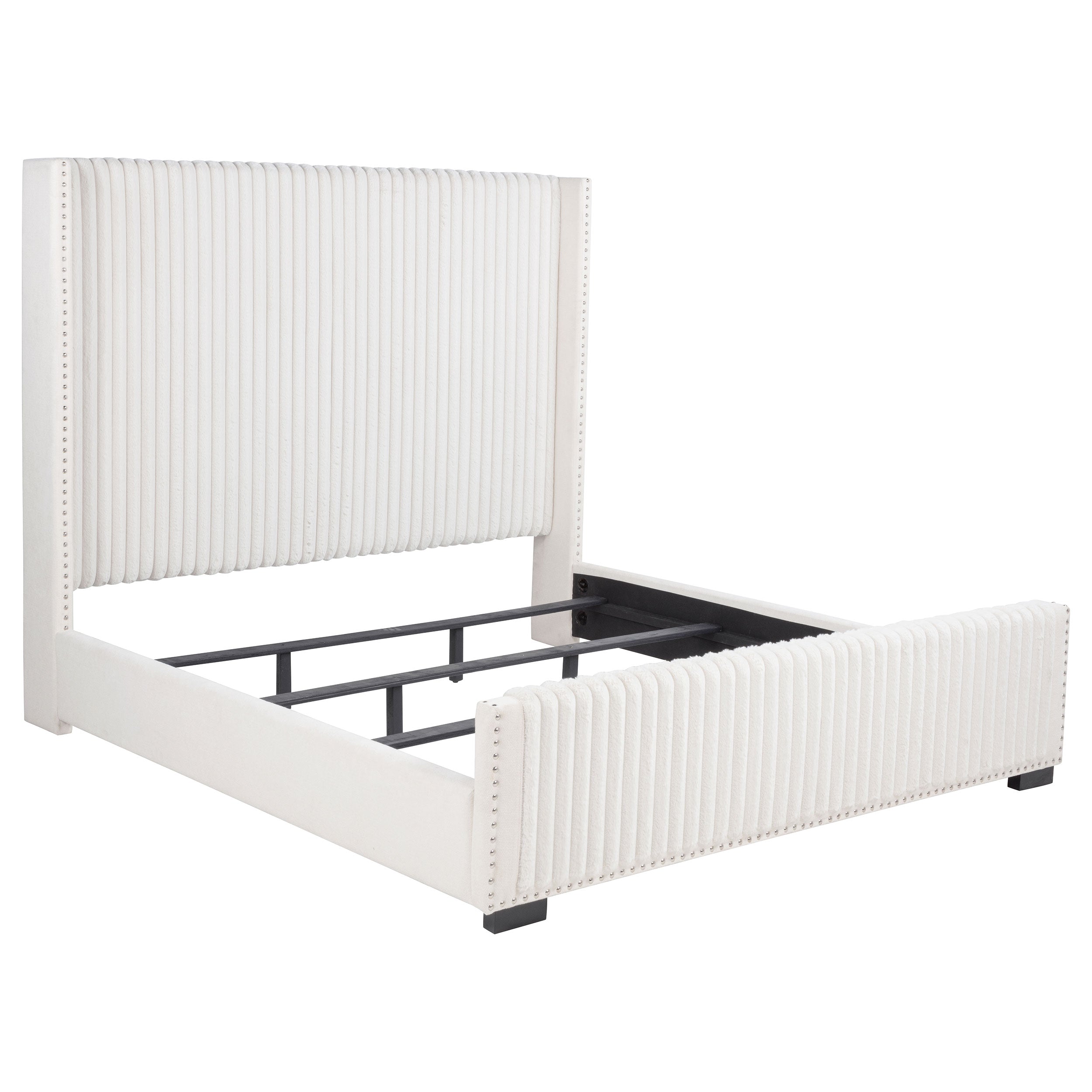 Natasha 65-inch Upholstered Wingback Bed Cream