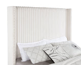 Natasha 65-inch Upholstered Wingback Bed Cream