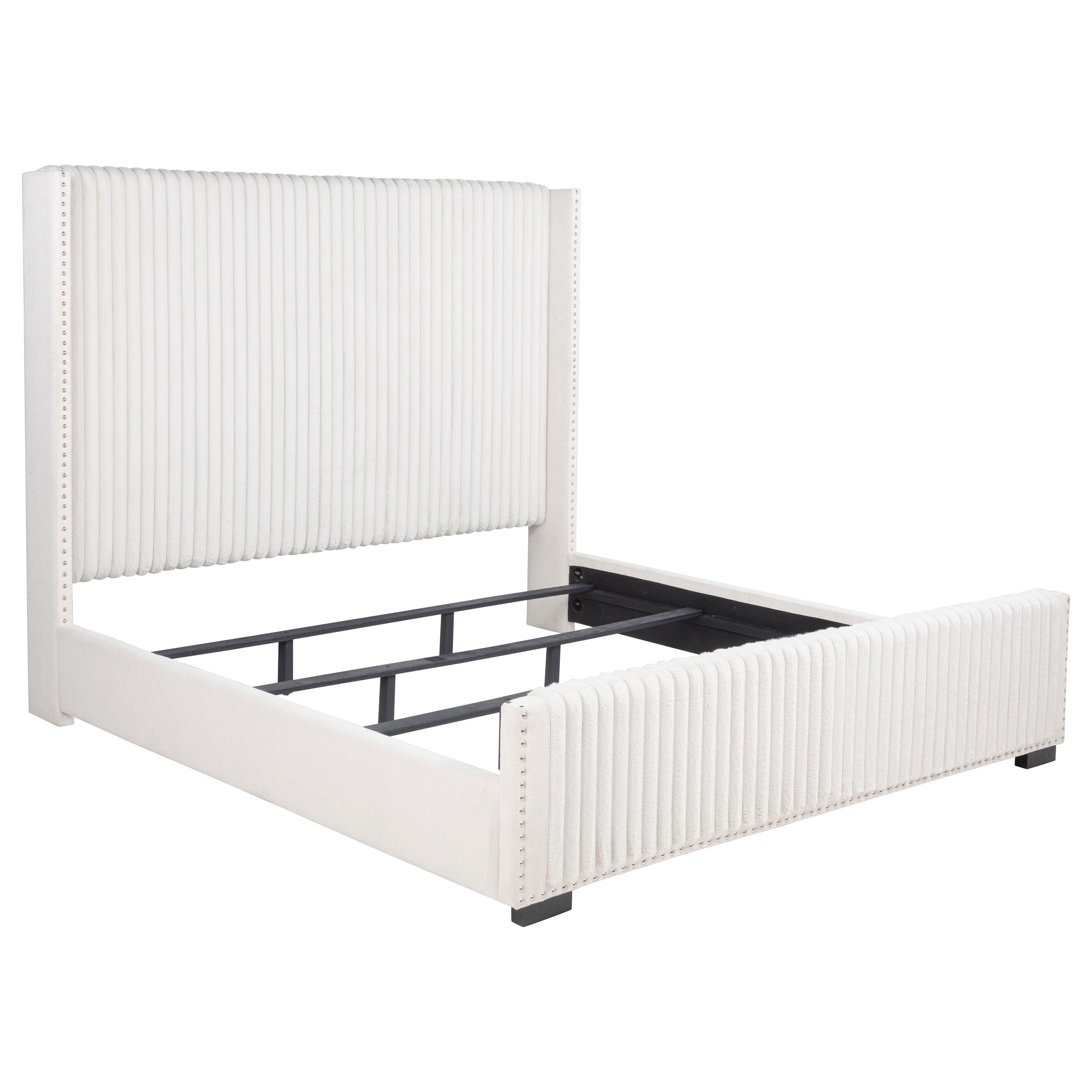 Natasha 65-inch Upholstered Wingback Bed Cream