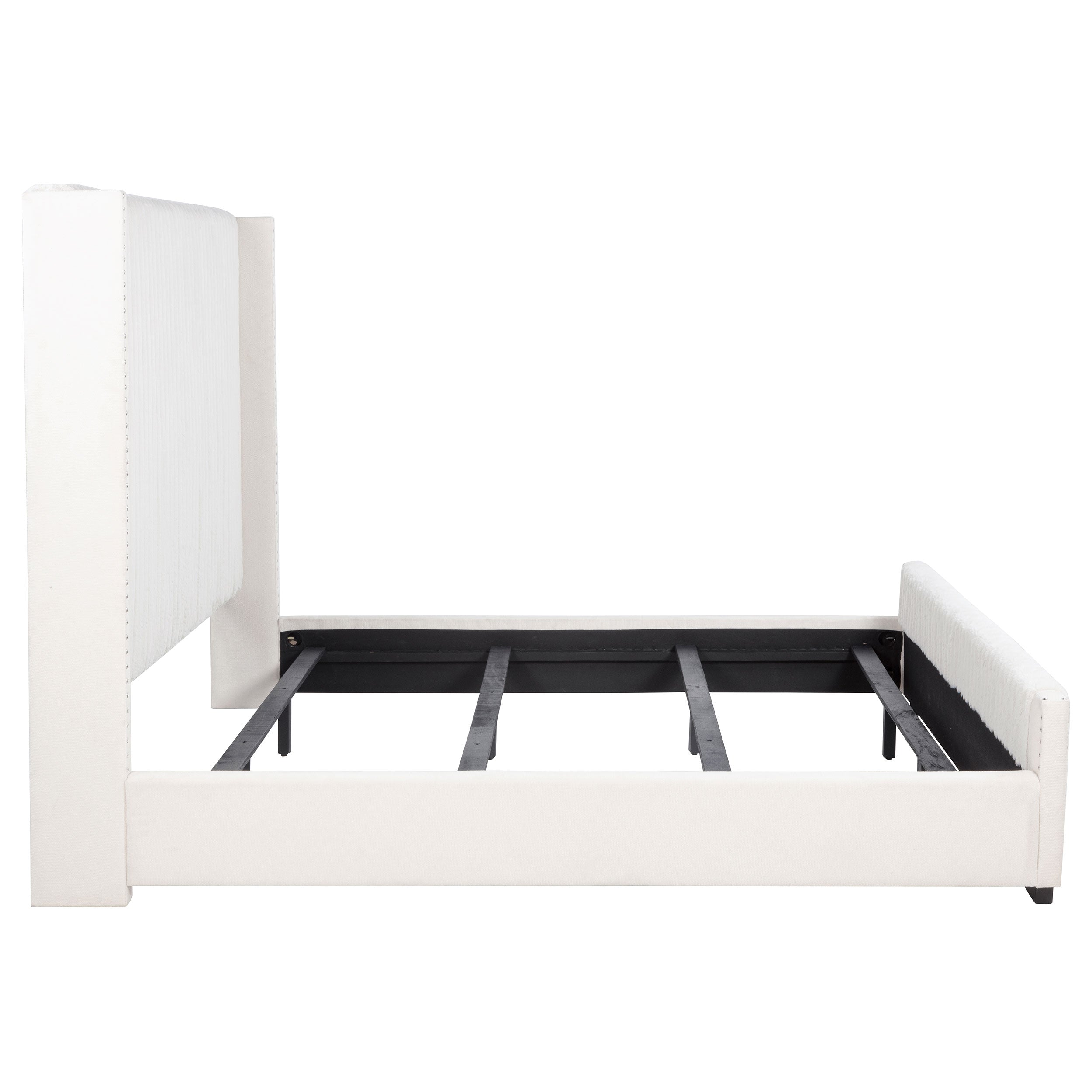 Natasha 65-inch Upholstered Wingback Bed Cream