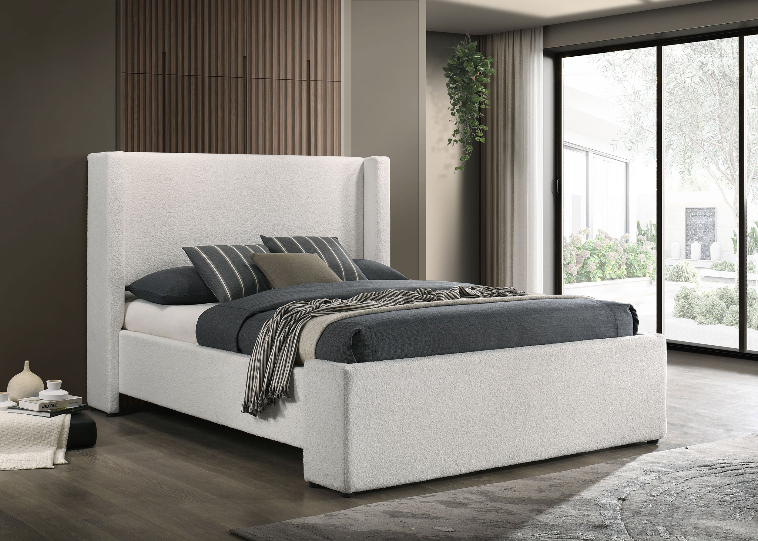 Alamosa Boucle Upholstered Wingback Bed