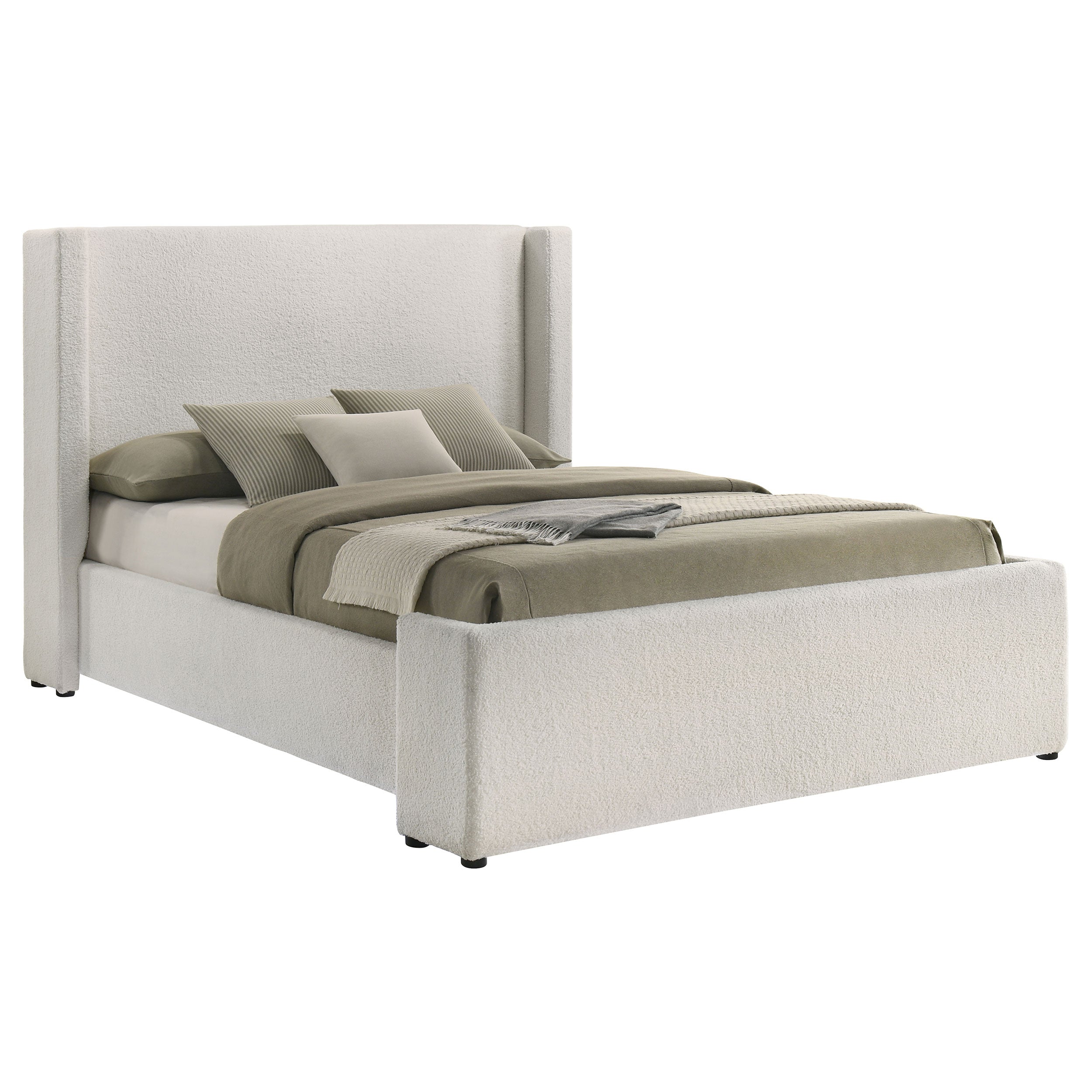 Alamosa Boucle Upholstered Wingback Bed