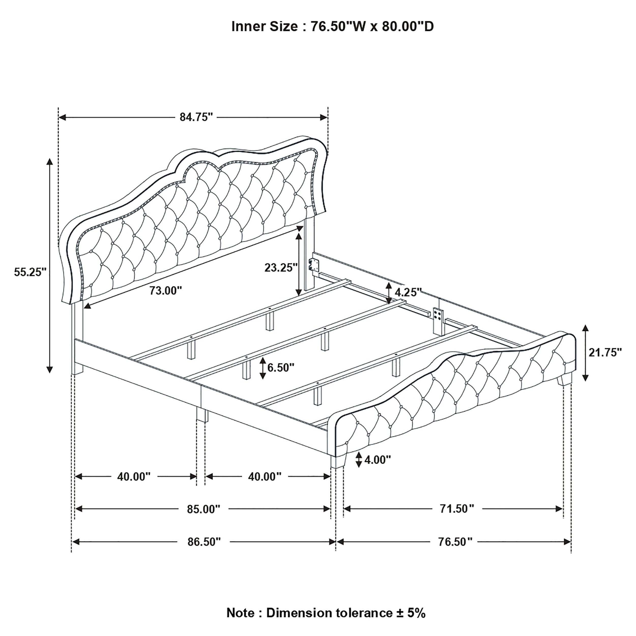 Bella Upholstered Panel Bed Grey