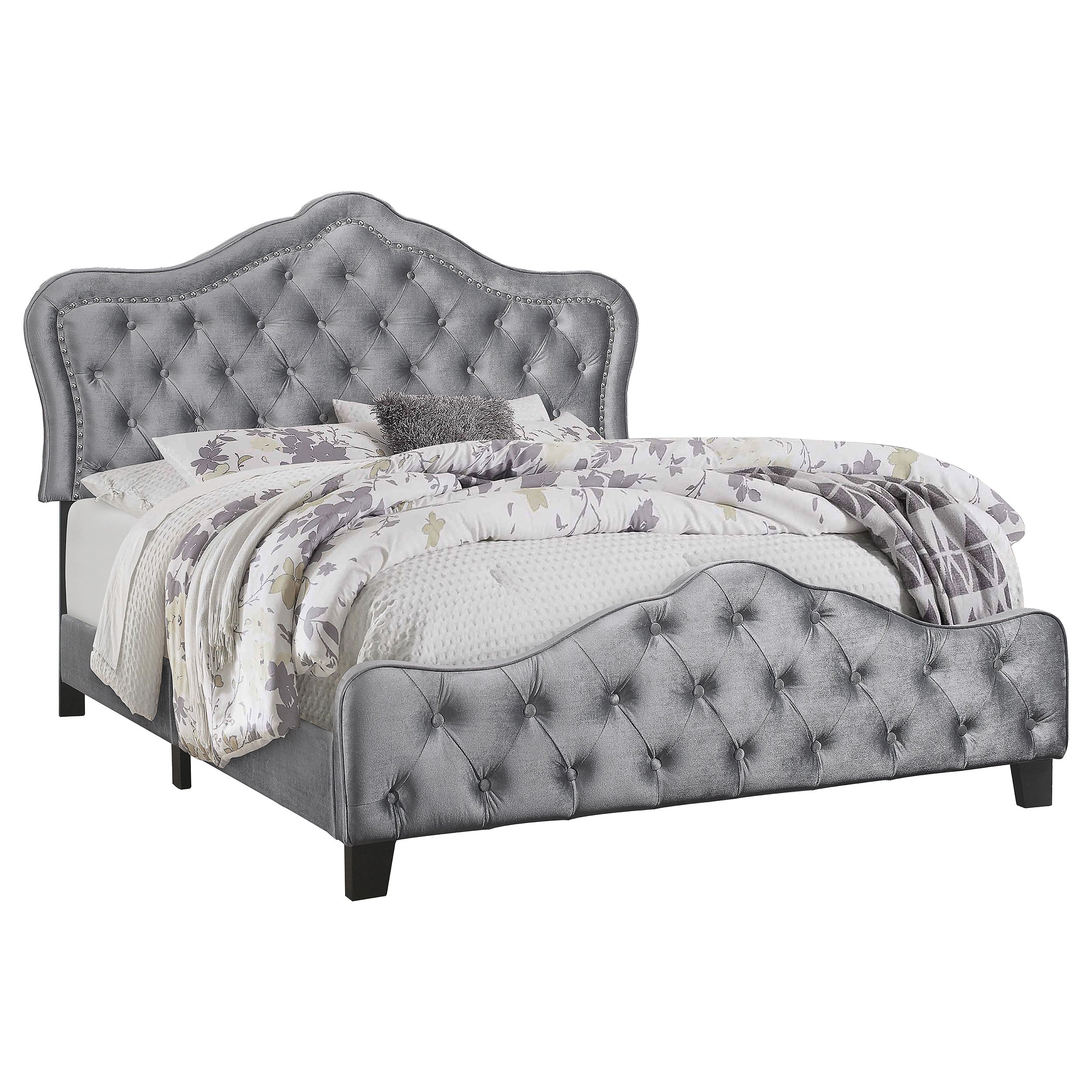 Bella Upholstered Panel Bed Grey