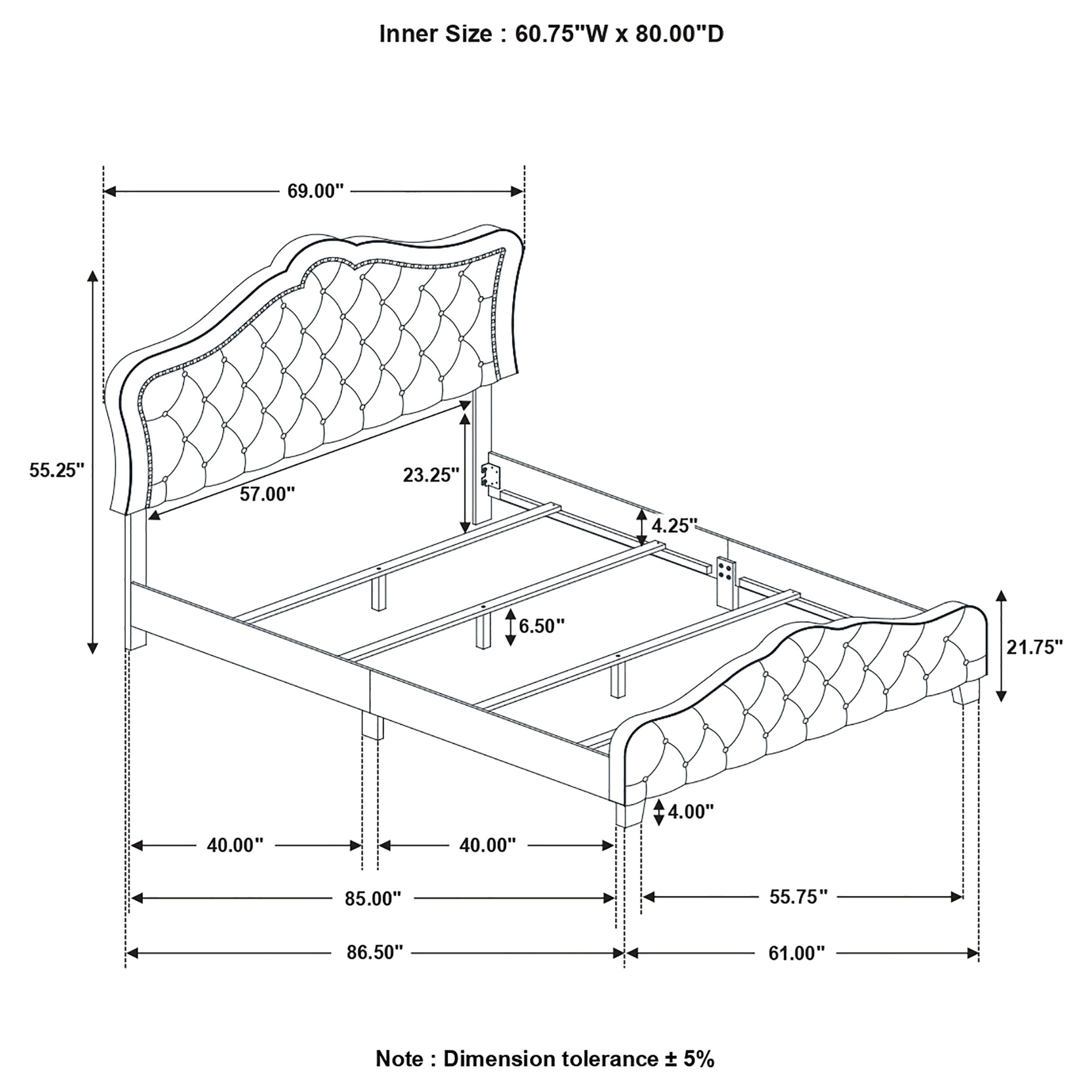 Bella Upholstered Panel Bed Grey
