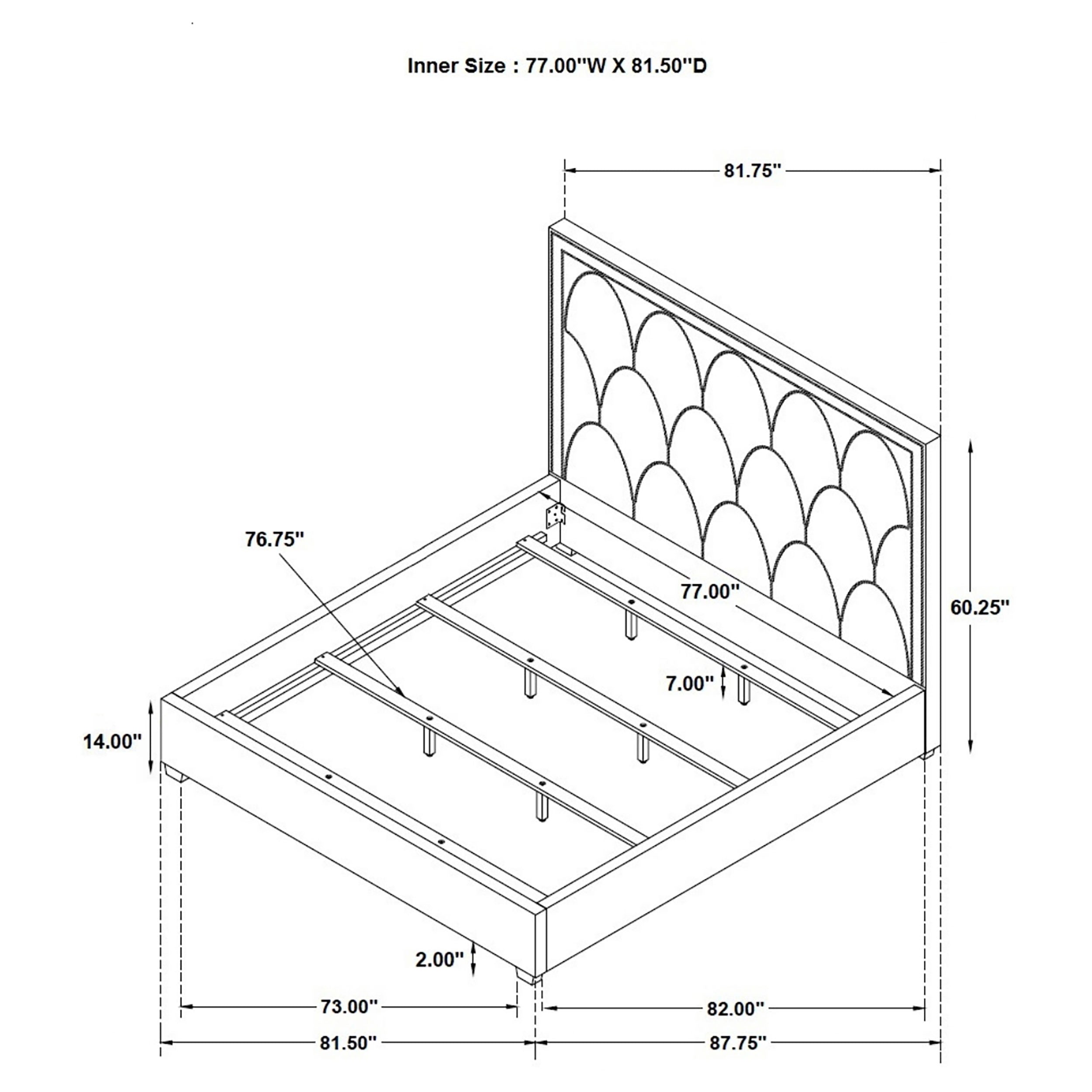 Bowfield Upholstered Panel Bed Charcoal