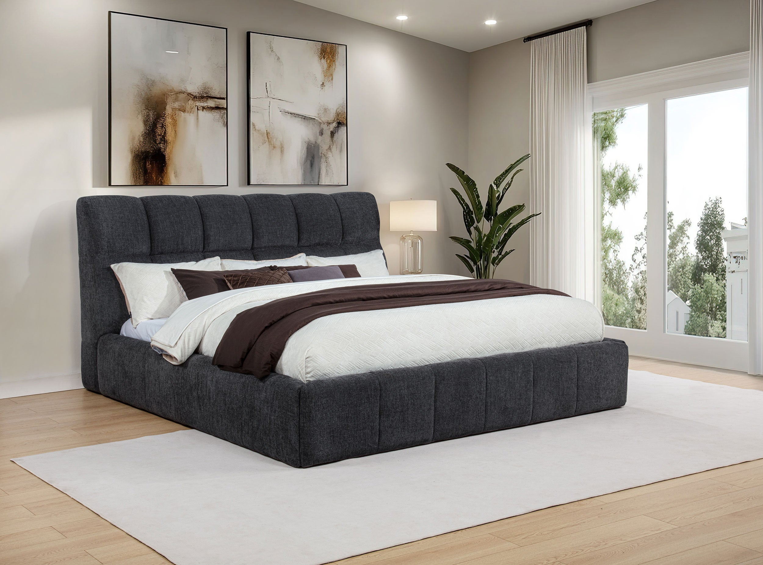 Nollet 48-inch Upholstered Panel Platform Bed