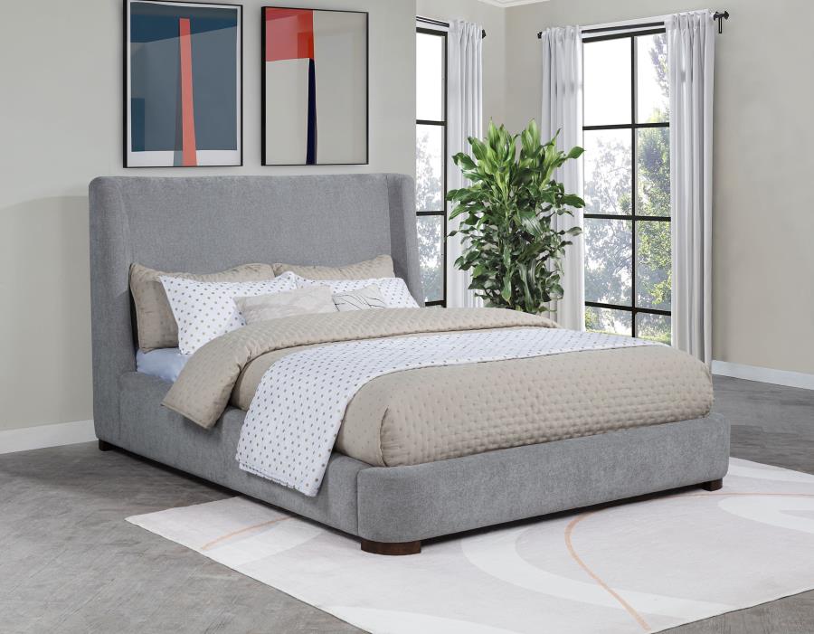 Rennes Upholstered Wingback Platform Bed Grey