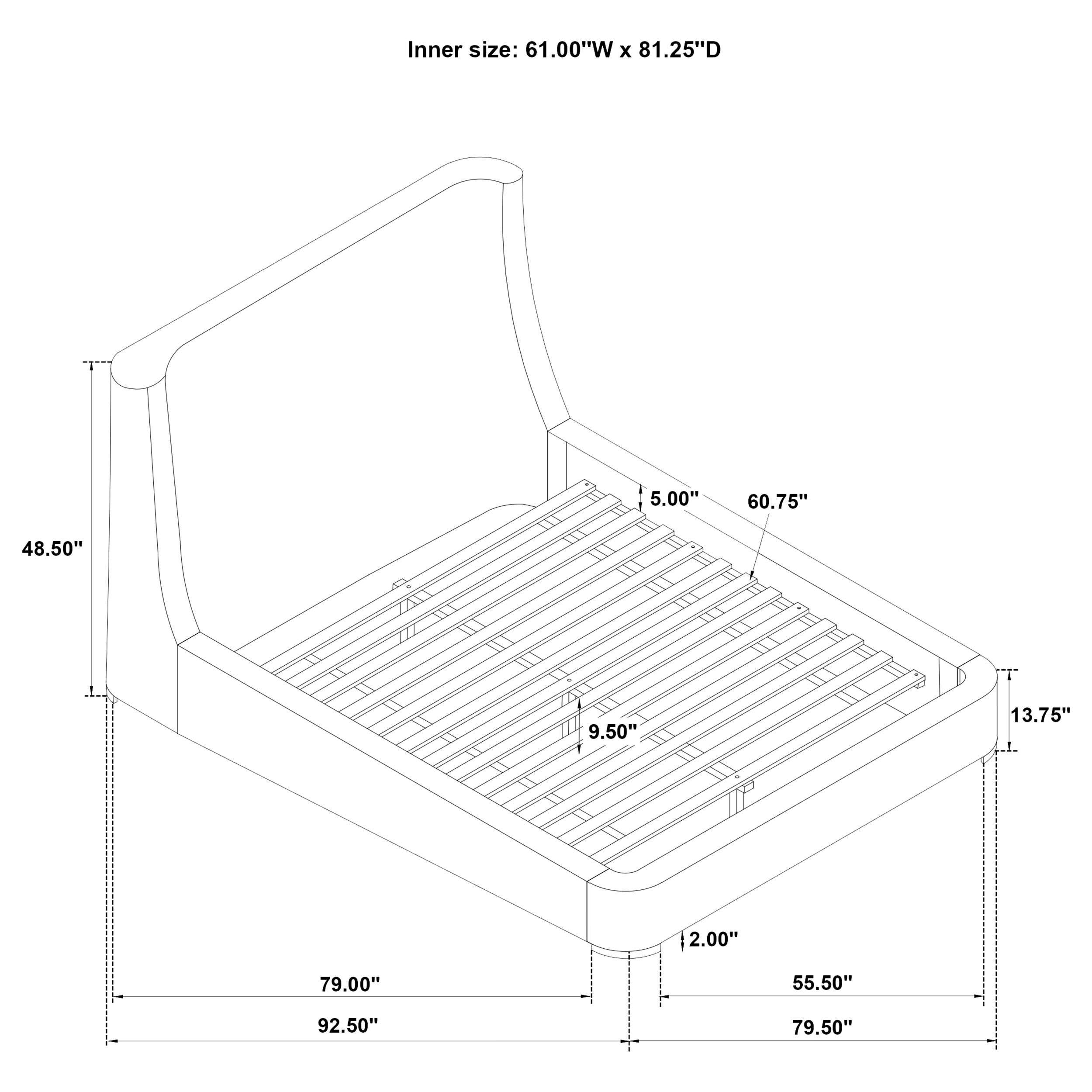 Rennes Upholstered Wingback Platform Bed Grey