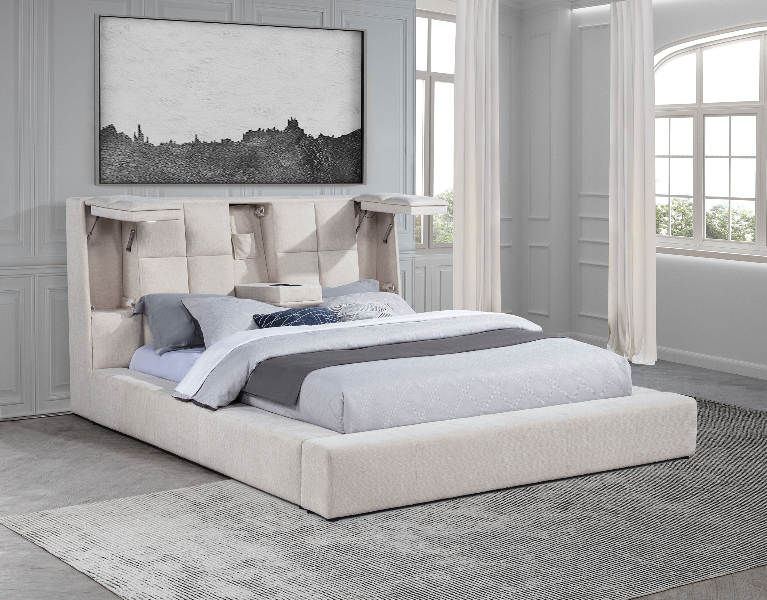 Dreux Upholstered Panel Platform Bed