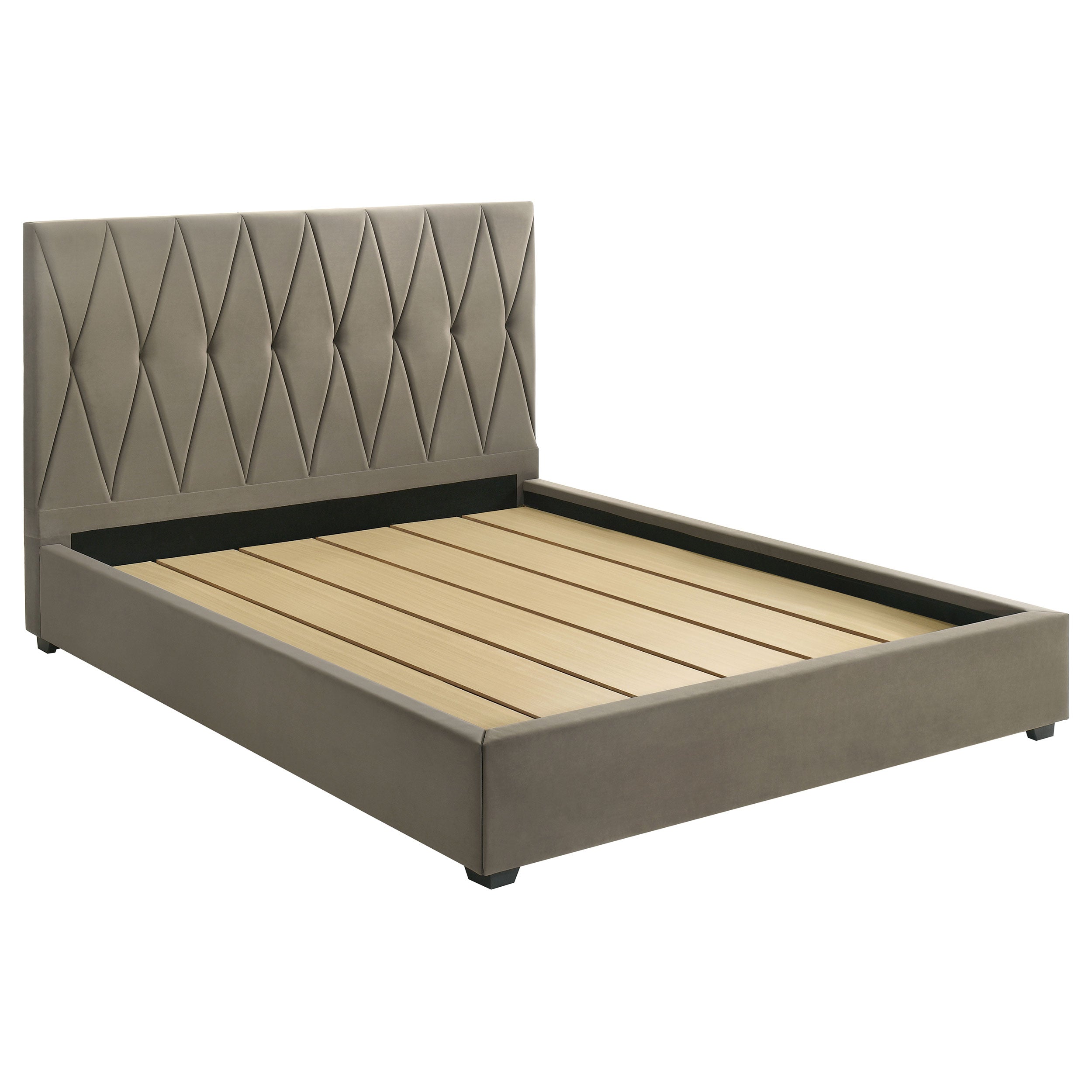 Delsea Upholstered Panel Platform Bed Light Brown