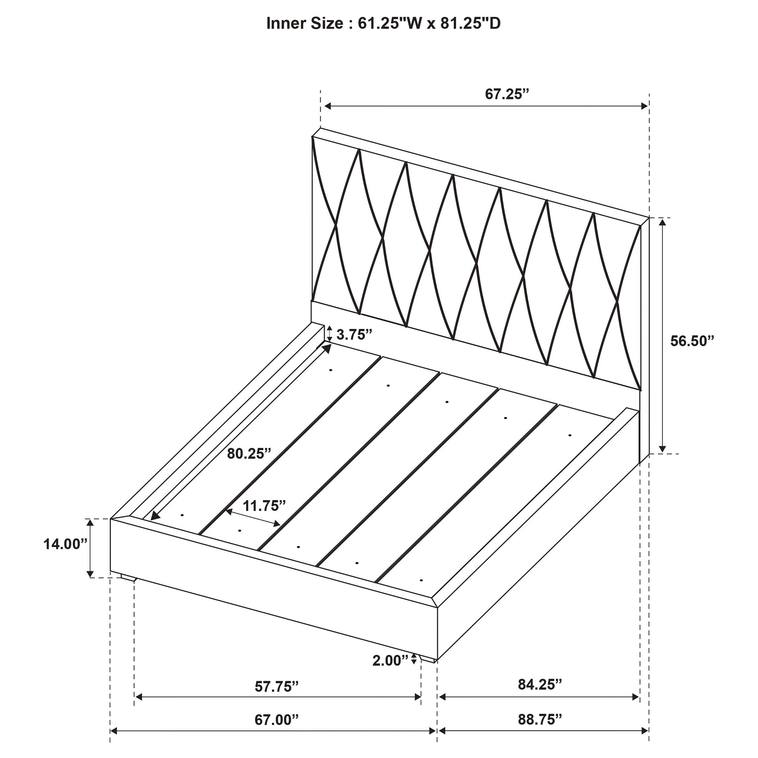 Delsea Upholstered Panel Platform Bed Light Brown