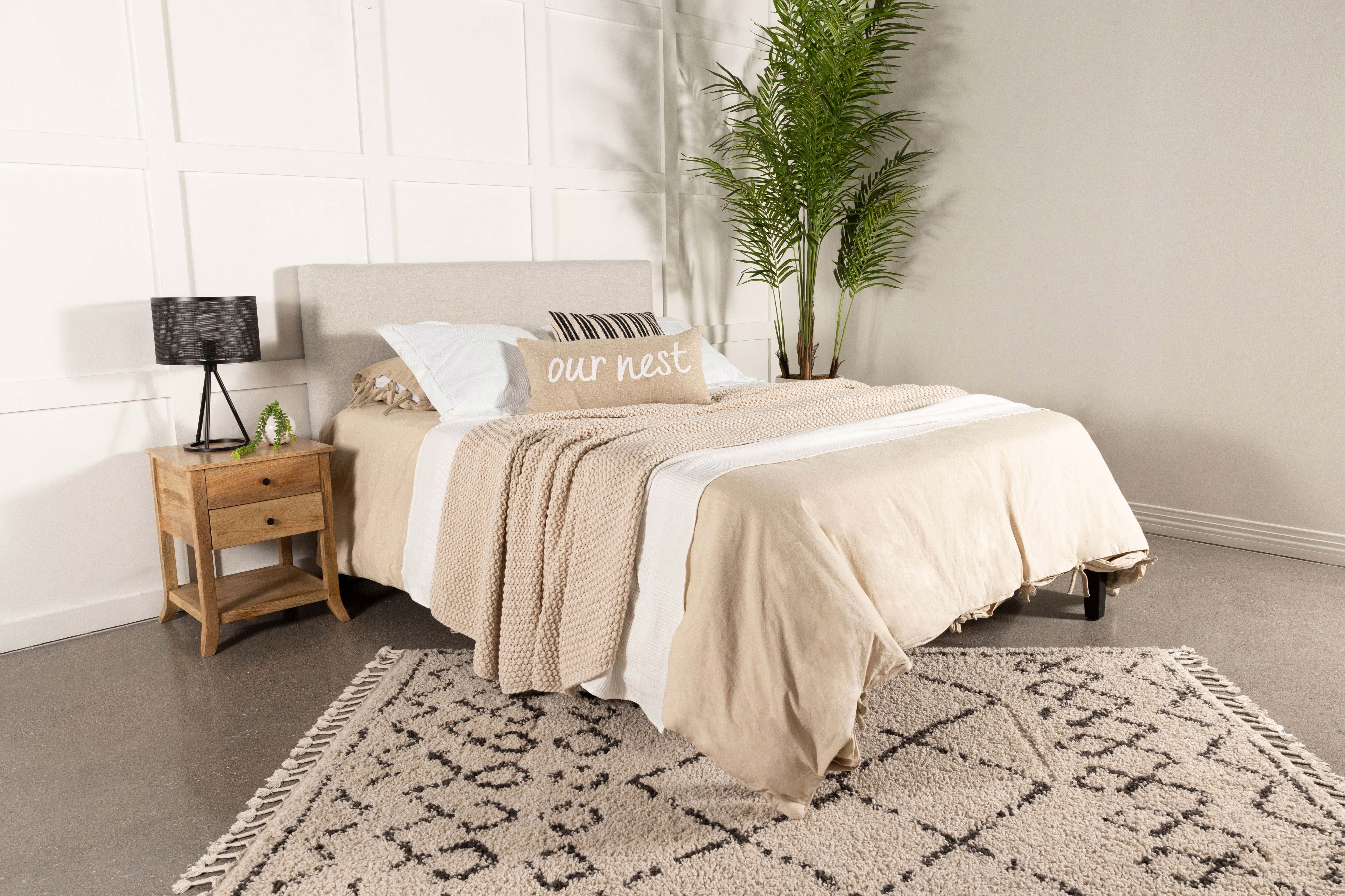 Pirro Upholstered or Full Panel Headboard Sand
