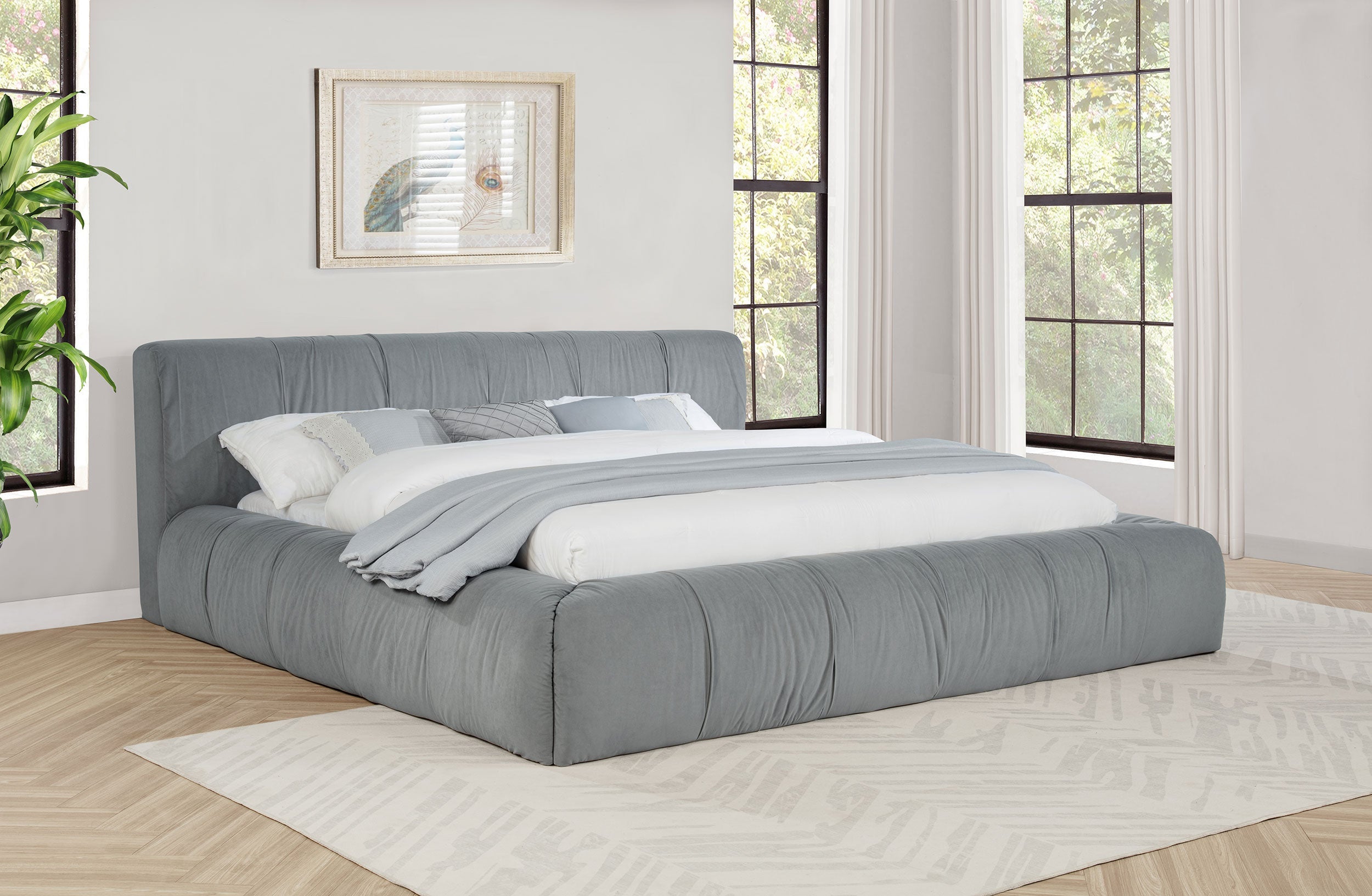 Wilshire Upholstered Platform Bed Grey