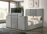 Tara 61-inch Upholstered Panel TV Bed Grey