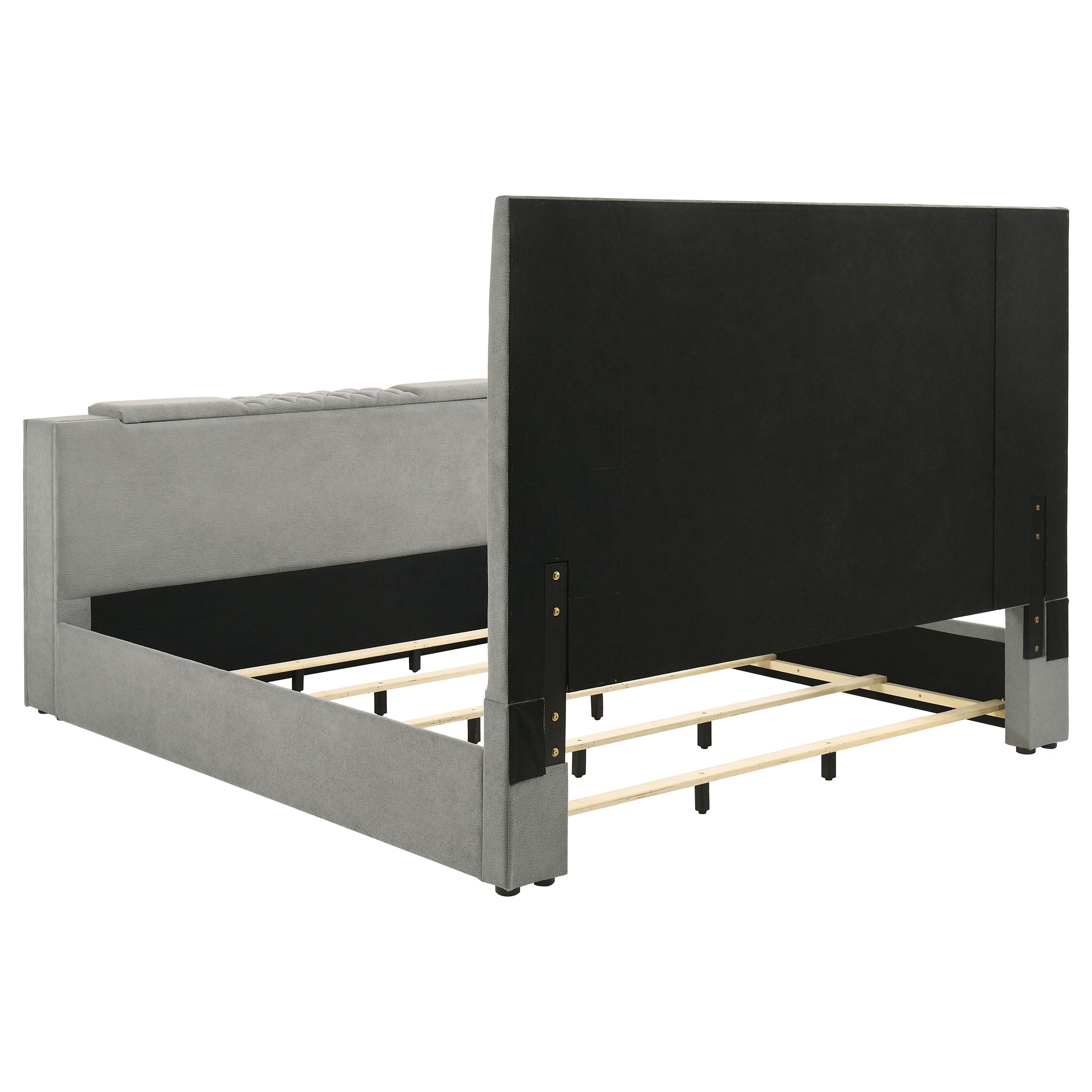 Tara 61-inch Upholstered Panel TV Bed Grey