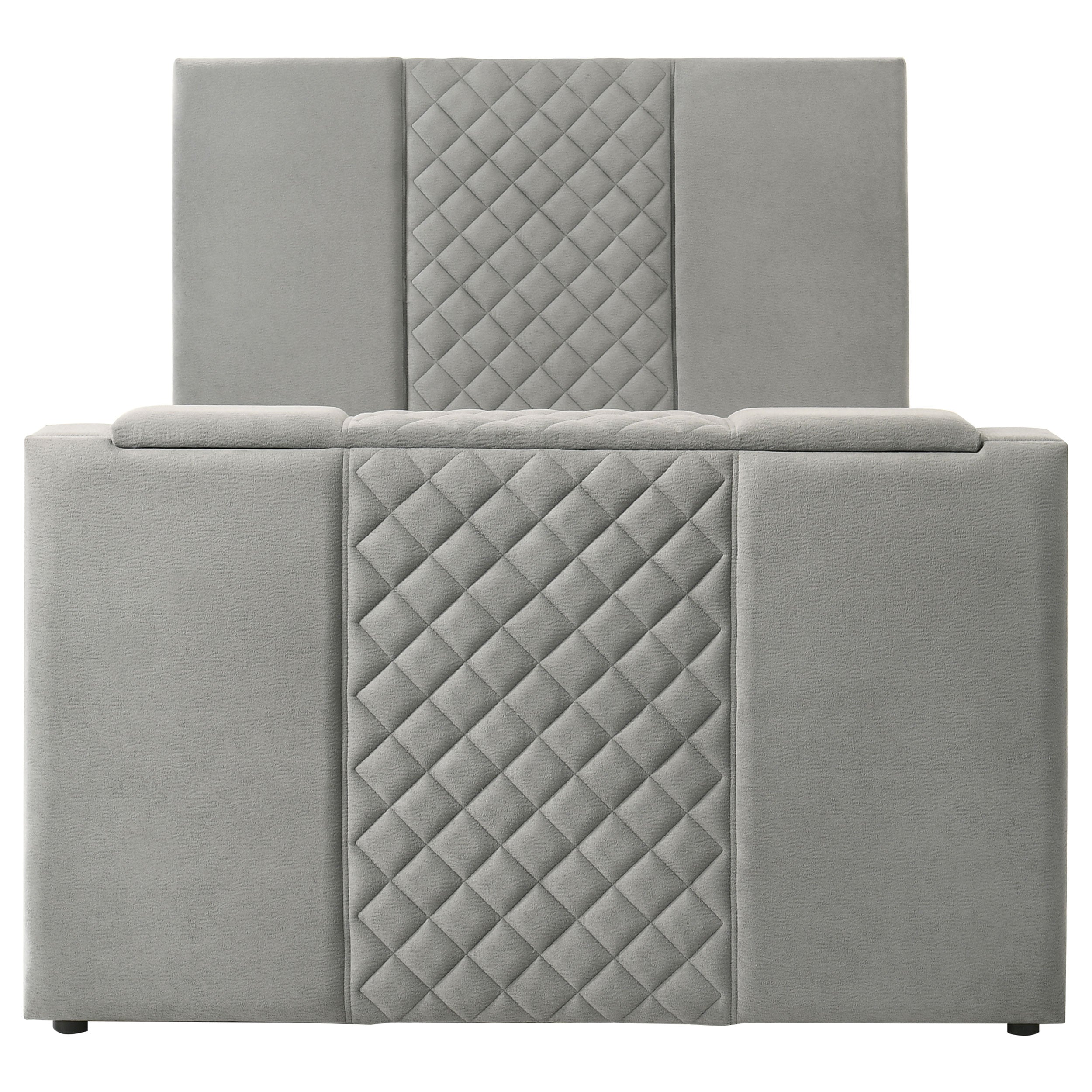 Tara 61-inch Upholstered Panel TV Bed Grey