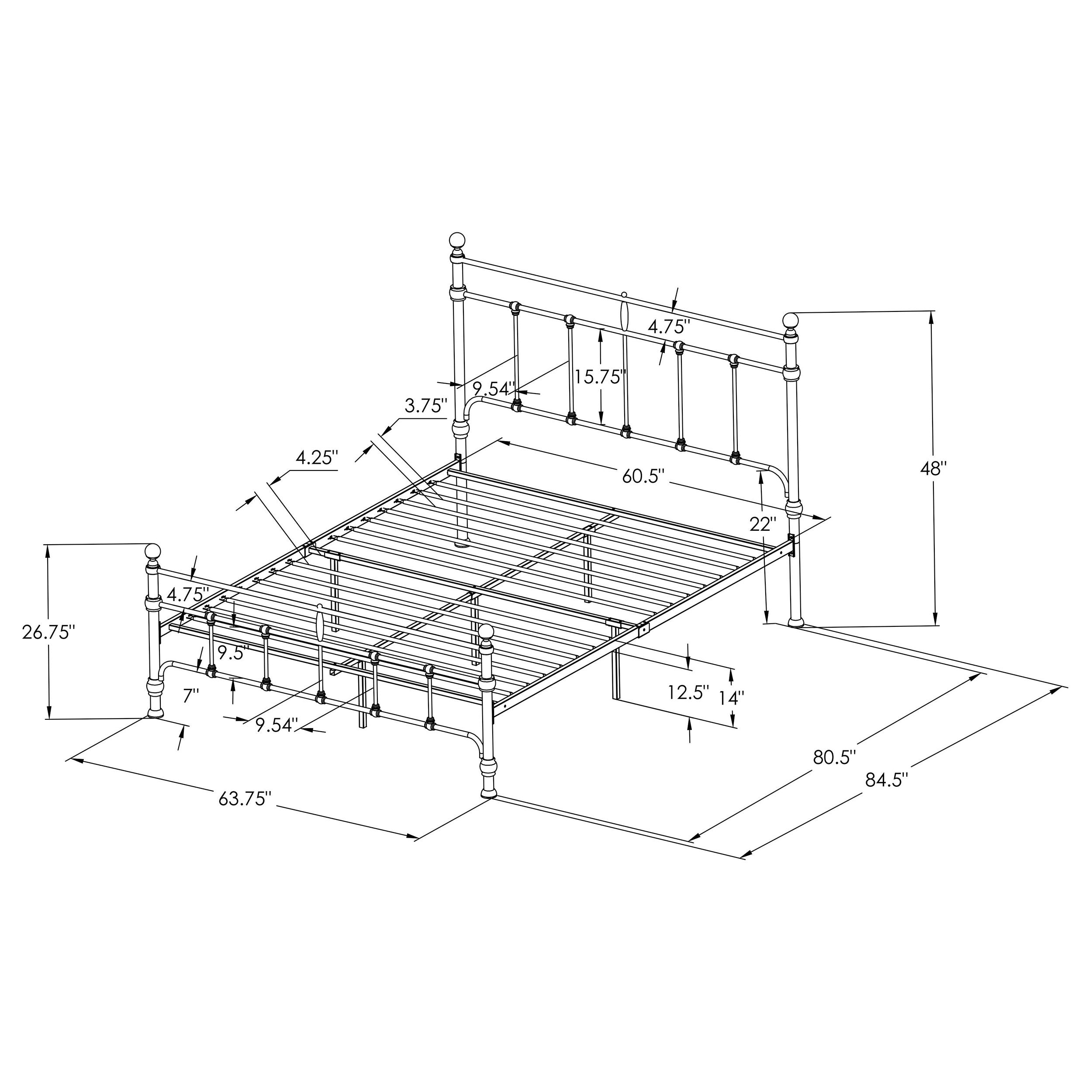 Novak 48-inch Metal Open Frame Bed Matte