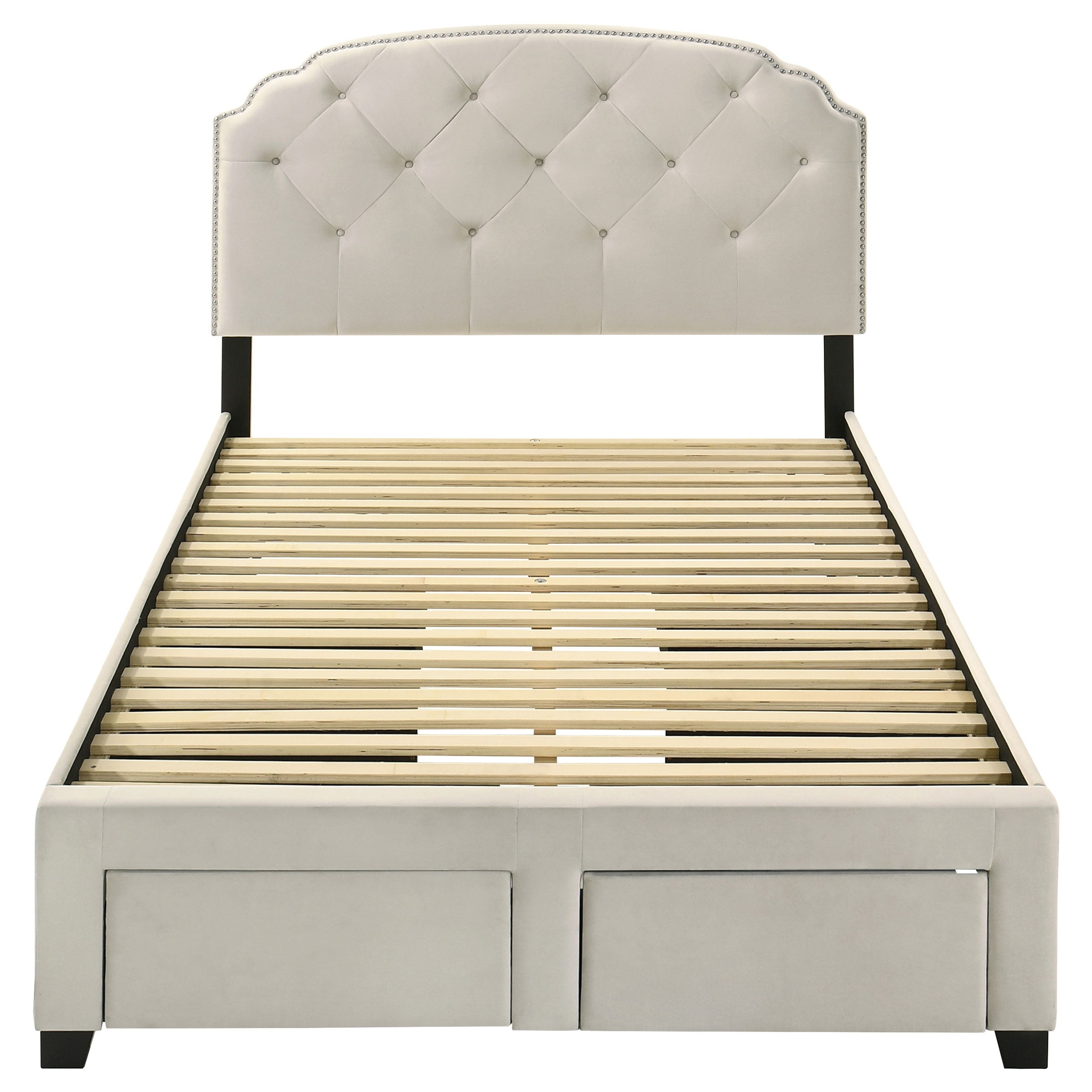 Marianna 4-drawer Upholstered Storage Bed Cream
