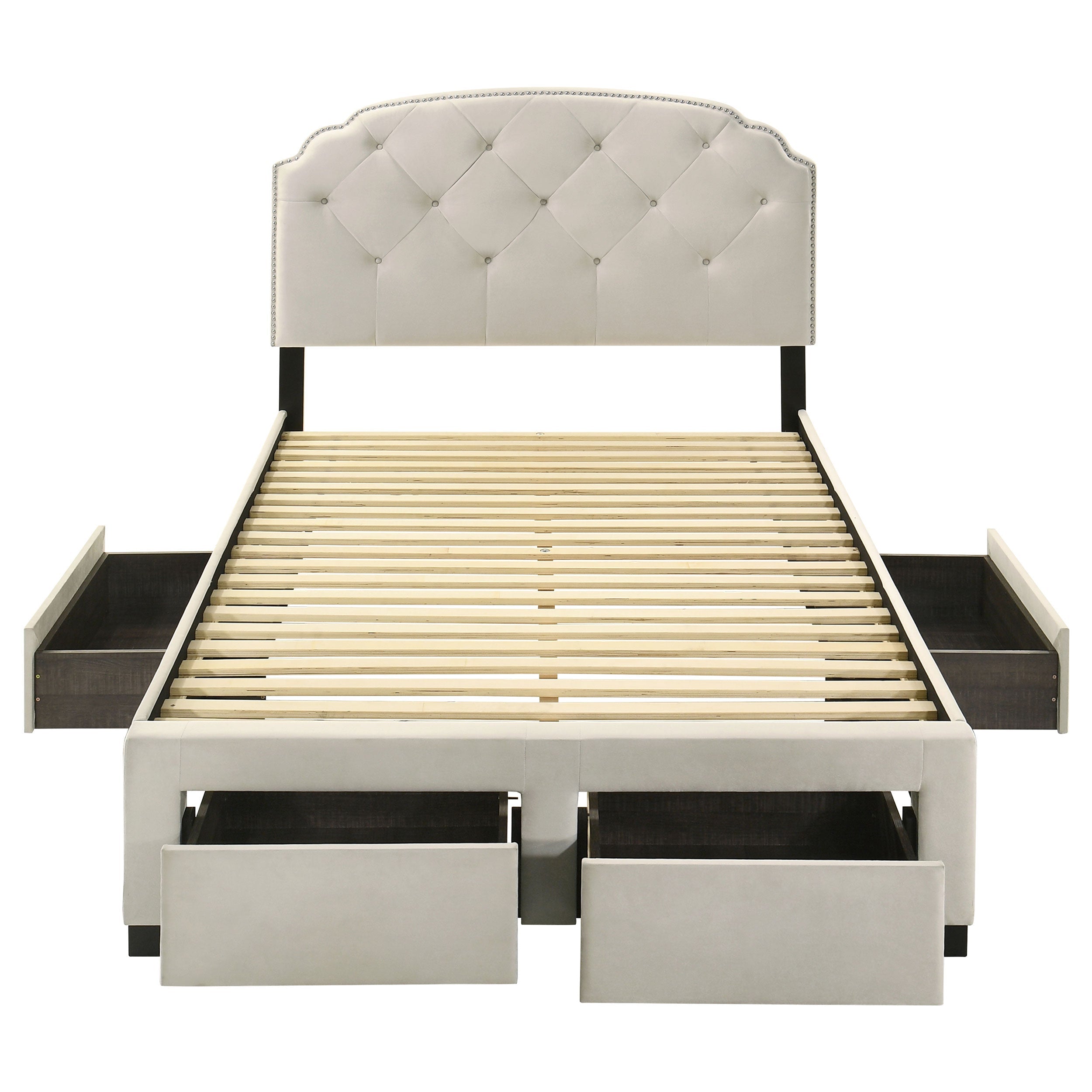 Marianna 4-drawer Upholstered Storage Bed Cream