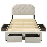 Marianna 4-drawer Upholstered Storage Bed Cream