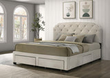 Marianna 4-drawer Upholstered Storage Bed Cream