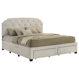 Marianna 4-drawer Upholstered Storage Bed Cream