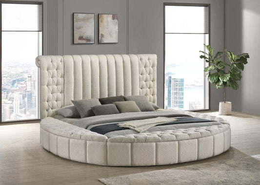 Sonya Upholstered Round Storage Bed Ivory