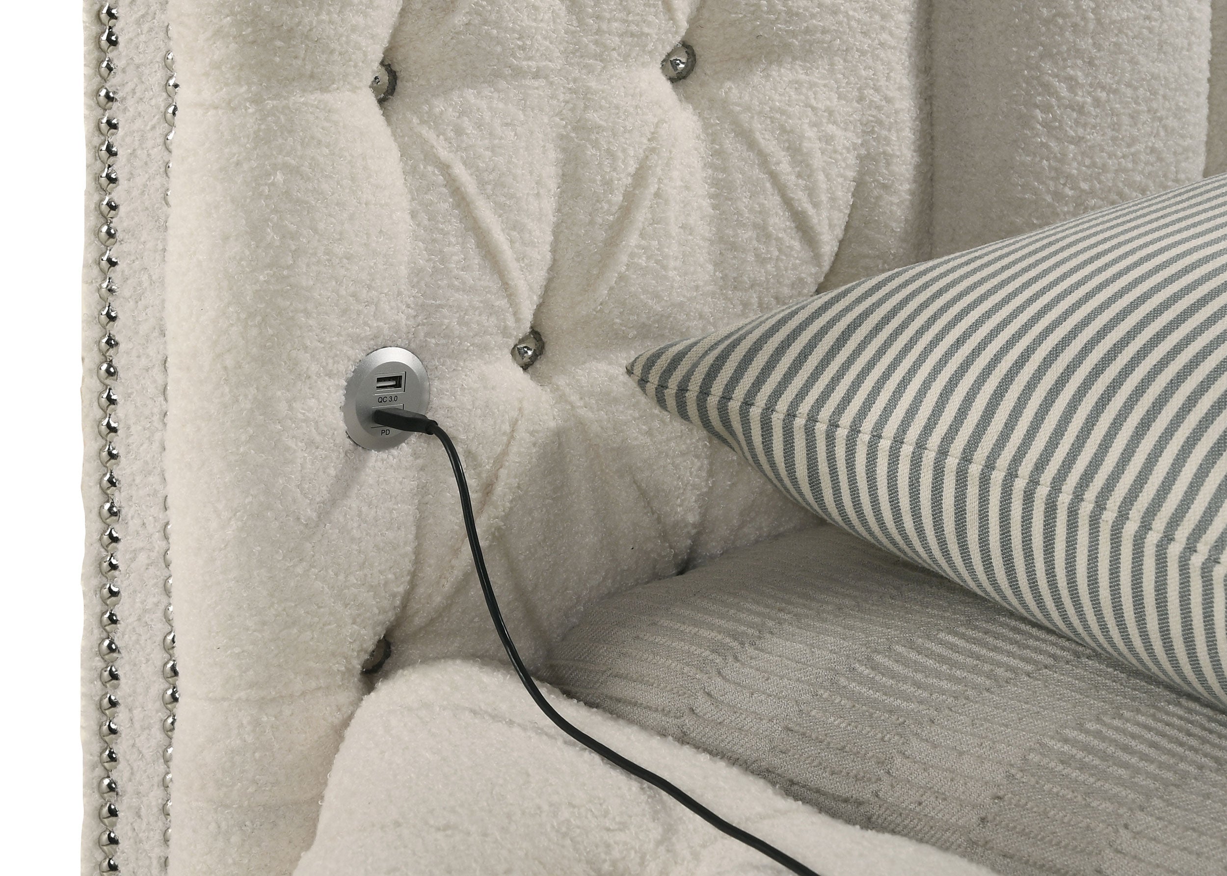 Sonya Upholstered Round Storage Bed Ivory