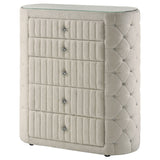 Sonya 5-drawer Upholstered Bedroom Chest of Drawers Ivory
