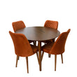 Palmer Dining Set With 4 Evette Orange Dining Chairs (Walnut)