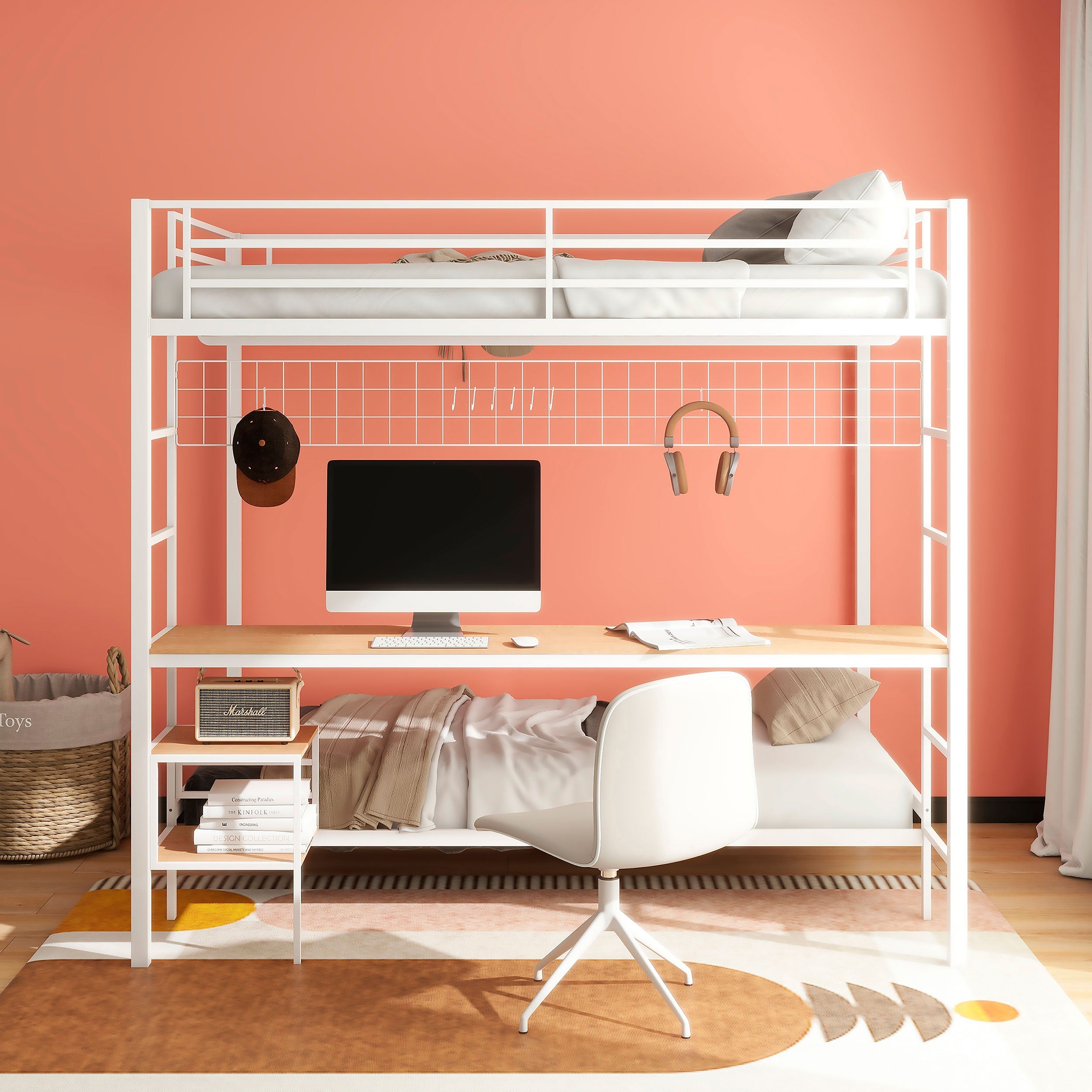 Campus Metal Full Over Twin Workstation Bunk Bed