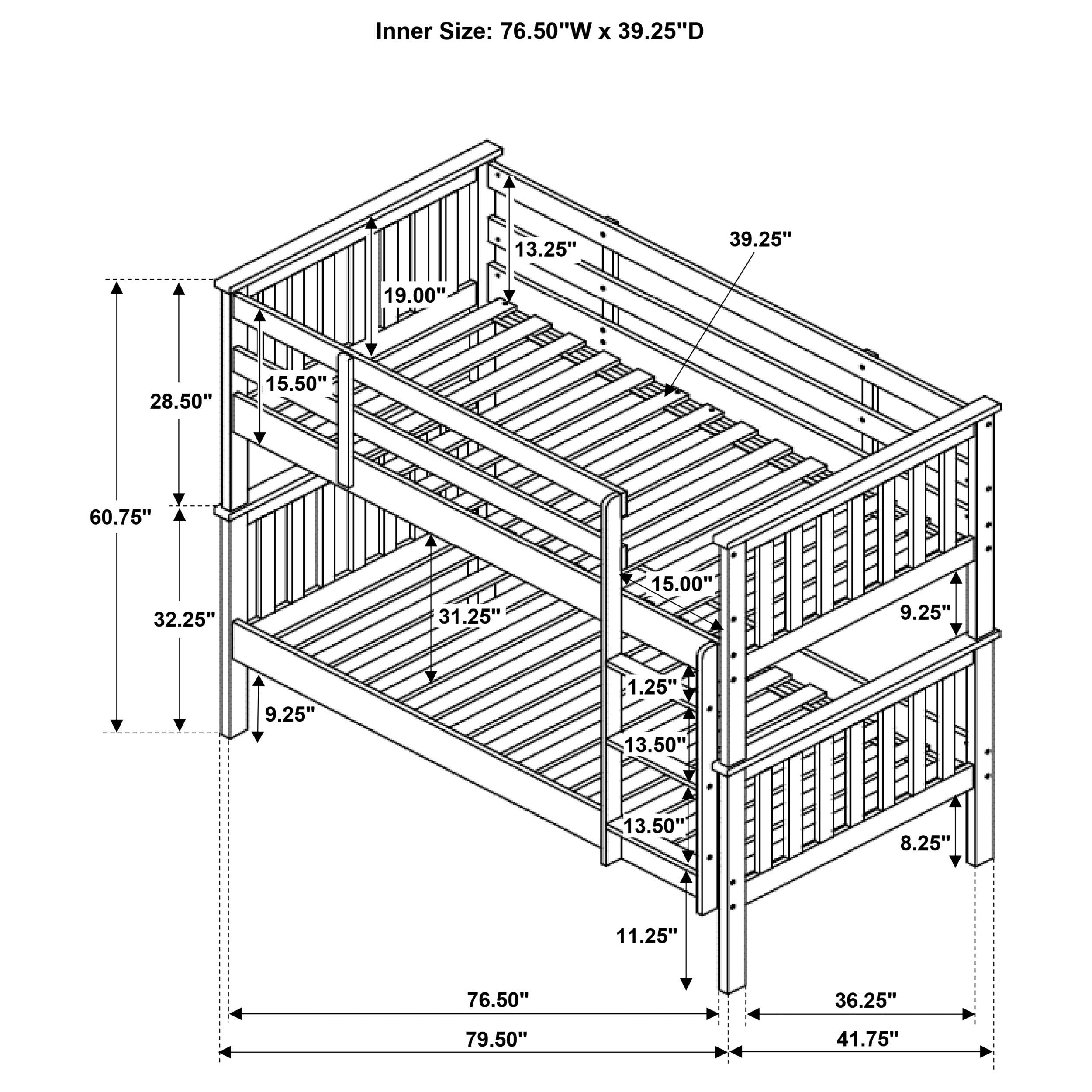 Chapman Wood Twin Over Twin Bunk Bed
