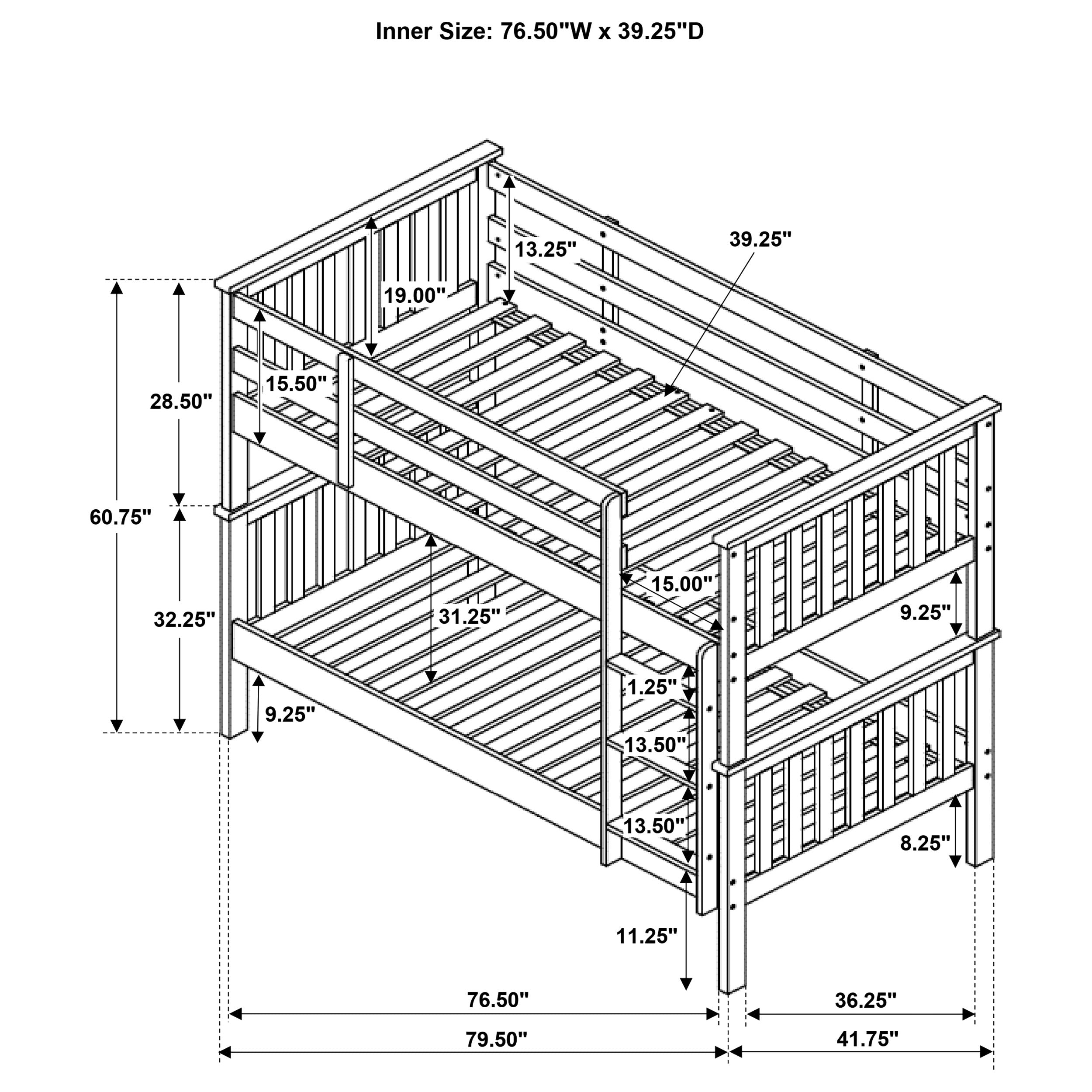 Chapman Wood Twin Over Twin Bunk Bed