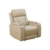 Beige Breathing Leather 3-Piece Living Room Recliner Sofa set