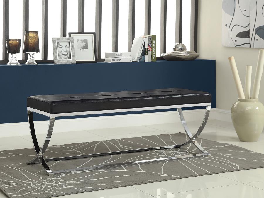 Walton Leatherette Upholstered Tufted Accent Bench