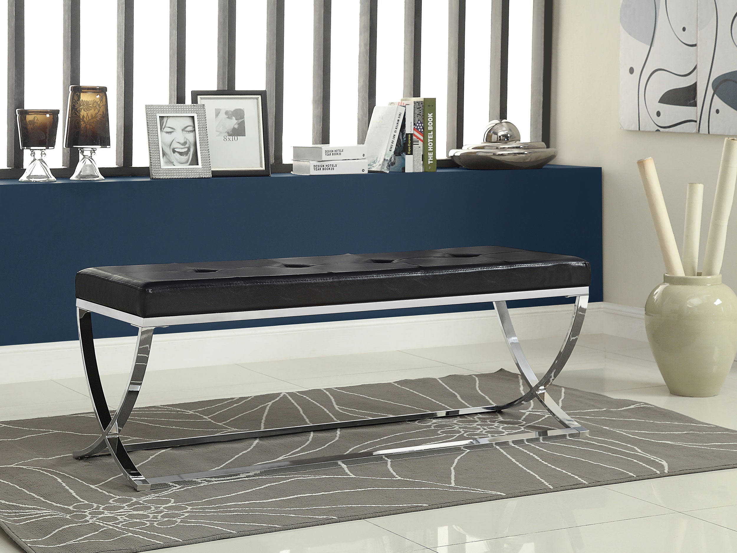 Walton Leatherette Upholstered Tufted Accent Bench