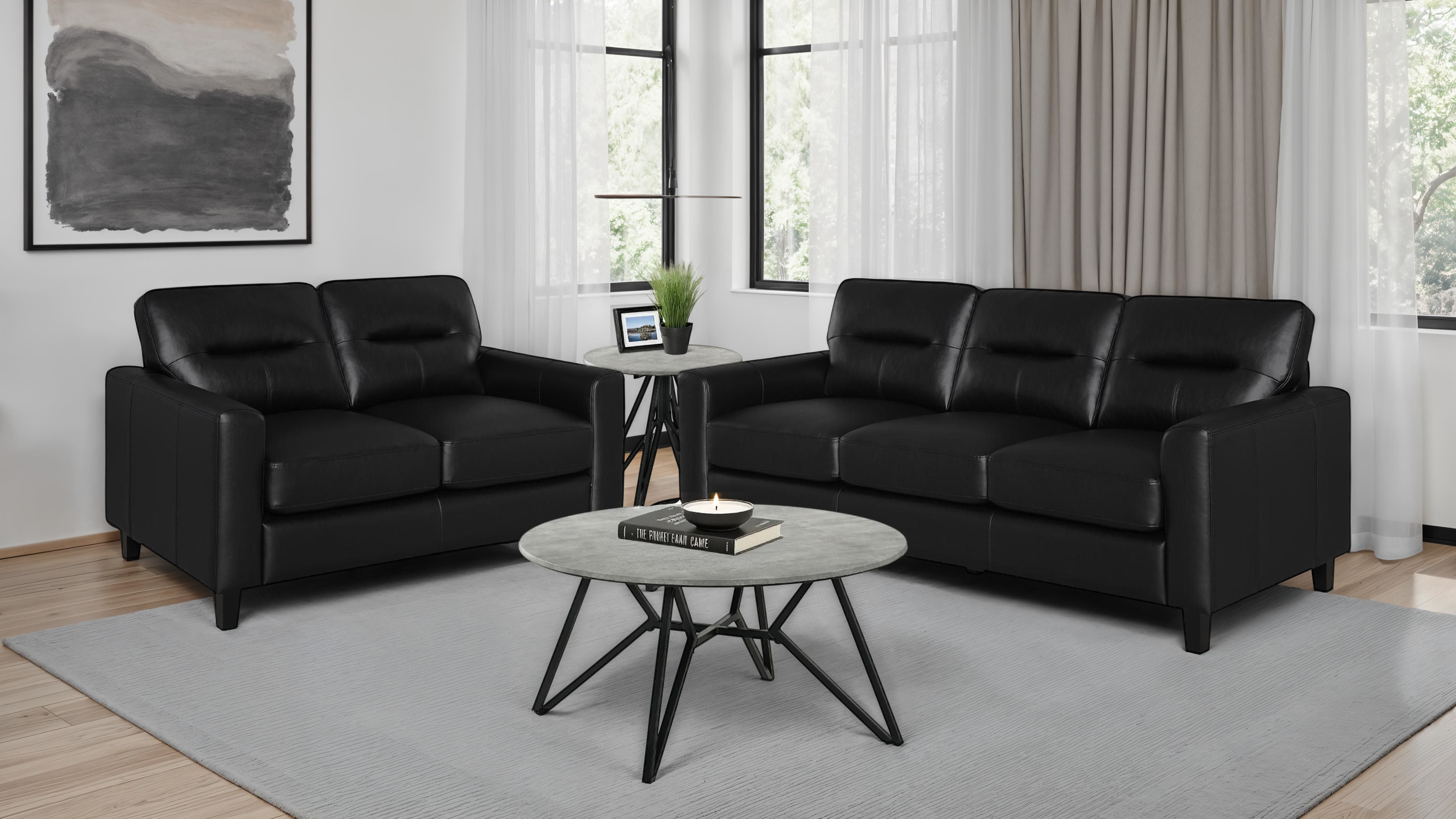Scotland Faux Leather Upholstered Sofa Set