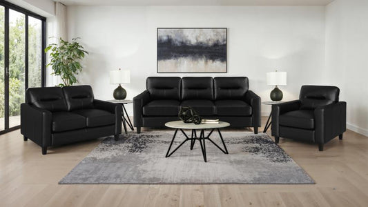 Scotland Faux Leather Upholstered Sofa Set