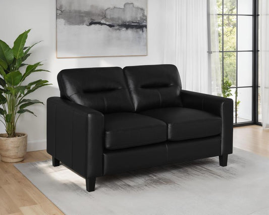 Scotland Faux Leather Upholstered Track Arm Loveseat