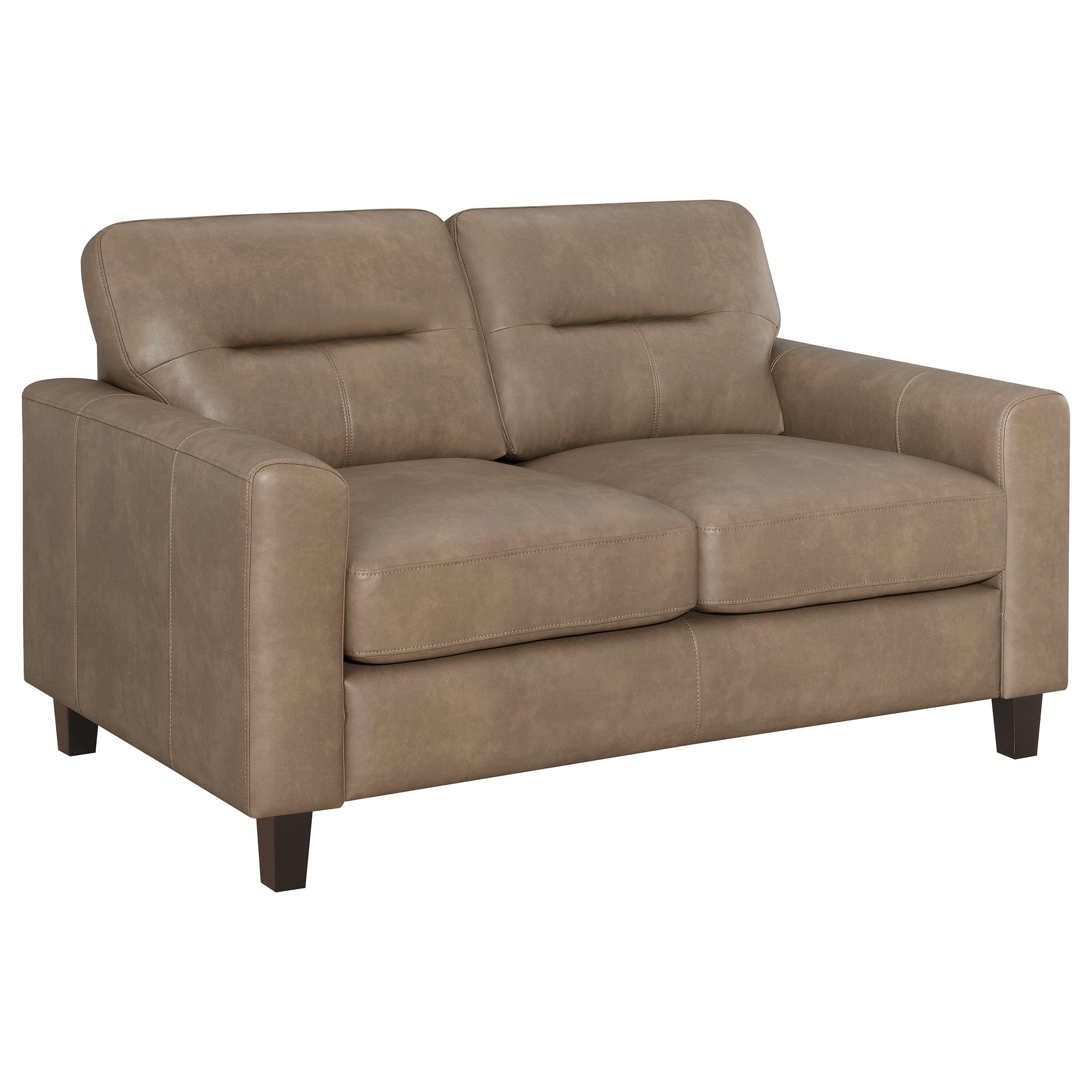 Scotland Faux Leather Upholstered Track Arm Loveseat