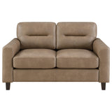 Scotland Faux Leather Upholstered Track Arm Loveseat